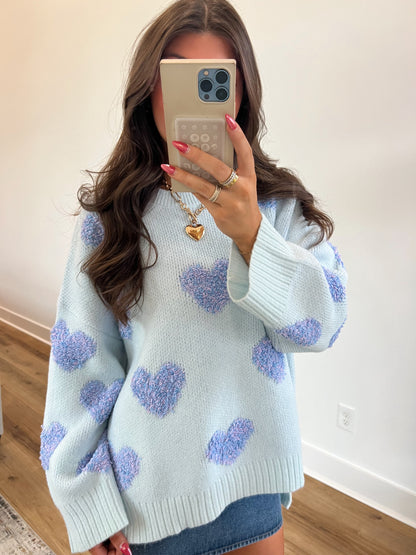 Blue Sweetheart Sweater