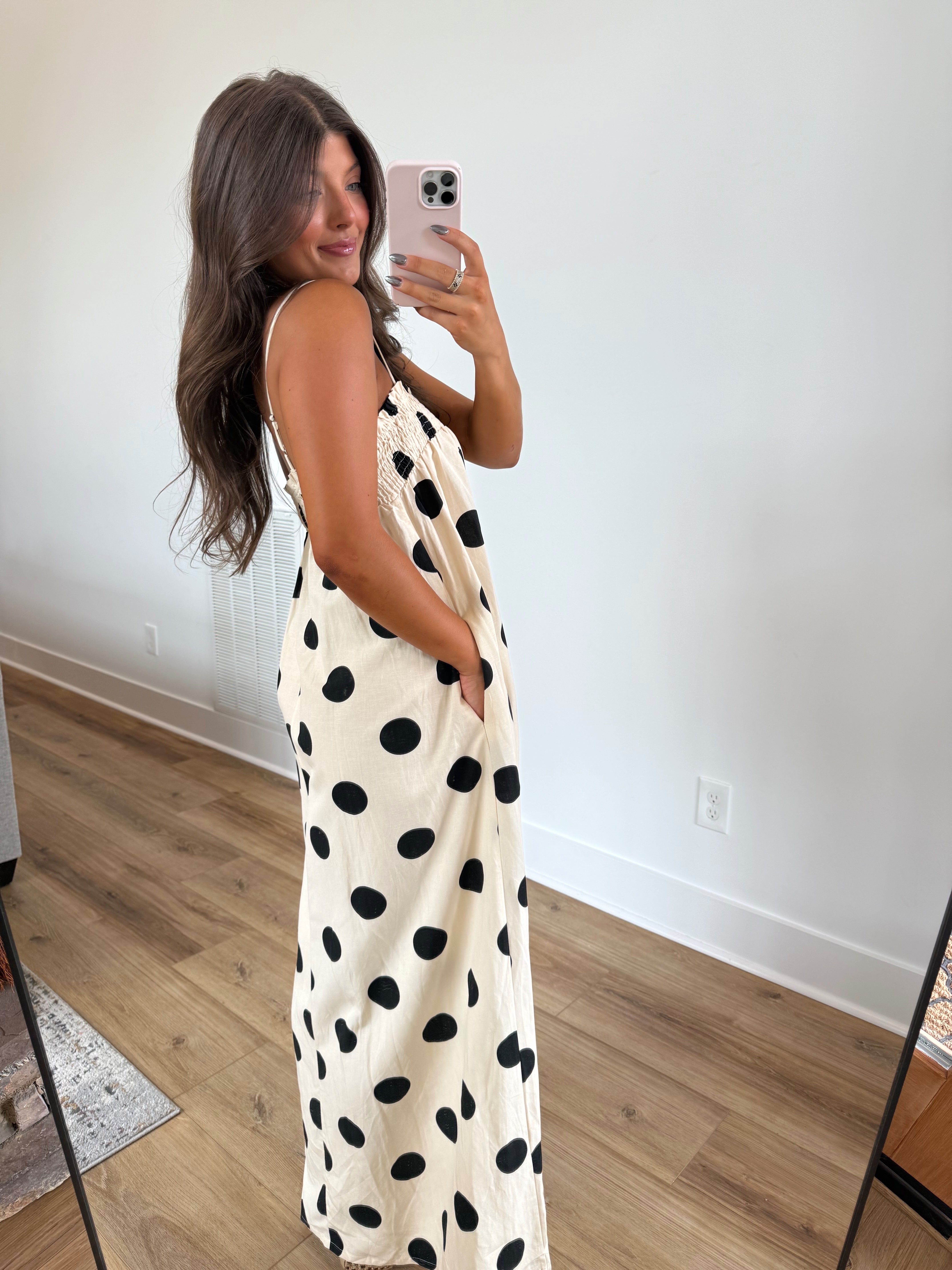 Smocked Top Polka Dot Maxi