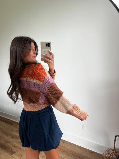 Thanksgiving Stripe Round Neck Sweater