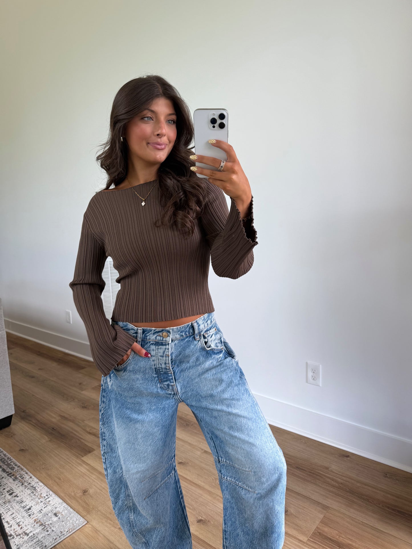 Chestnut Ribbed Top