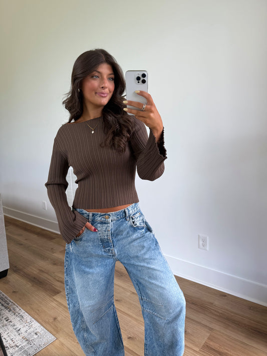 Chestnut Ribbed Top