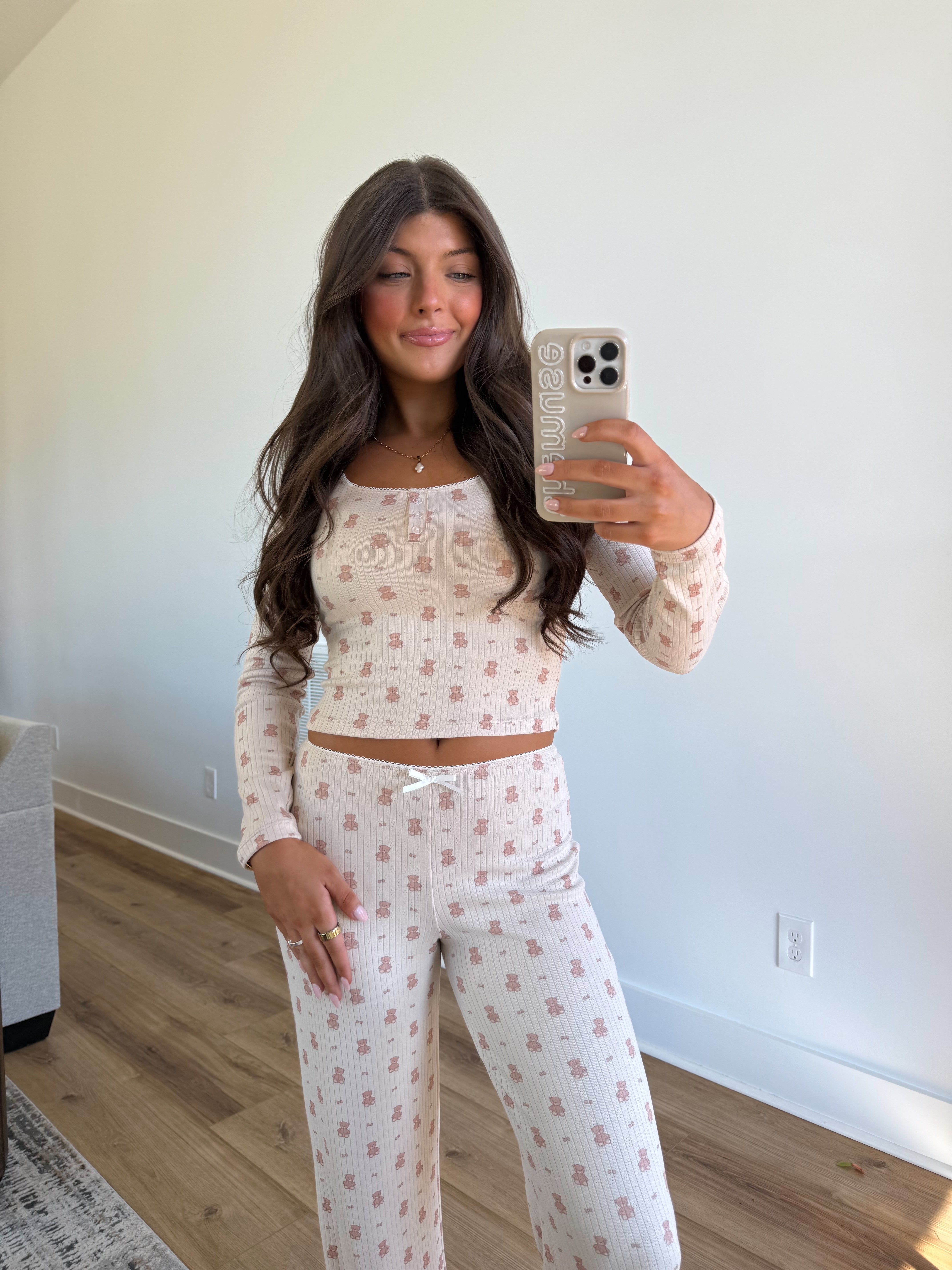 Cream Bear Pajama Set