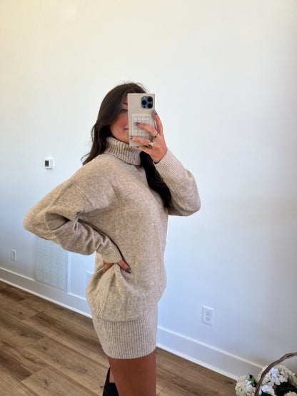 Cream TurtleNeck Sweater Dress