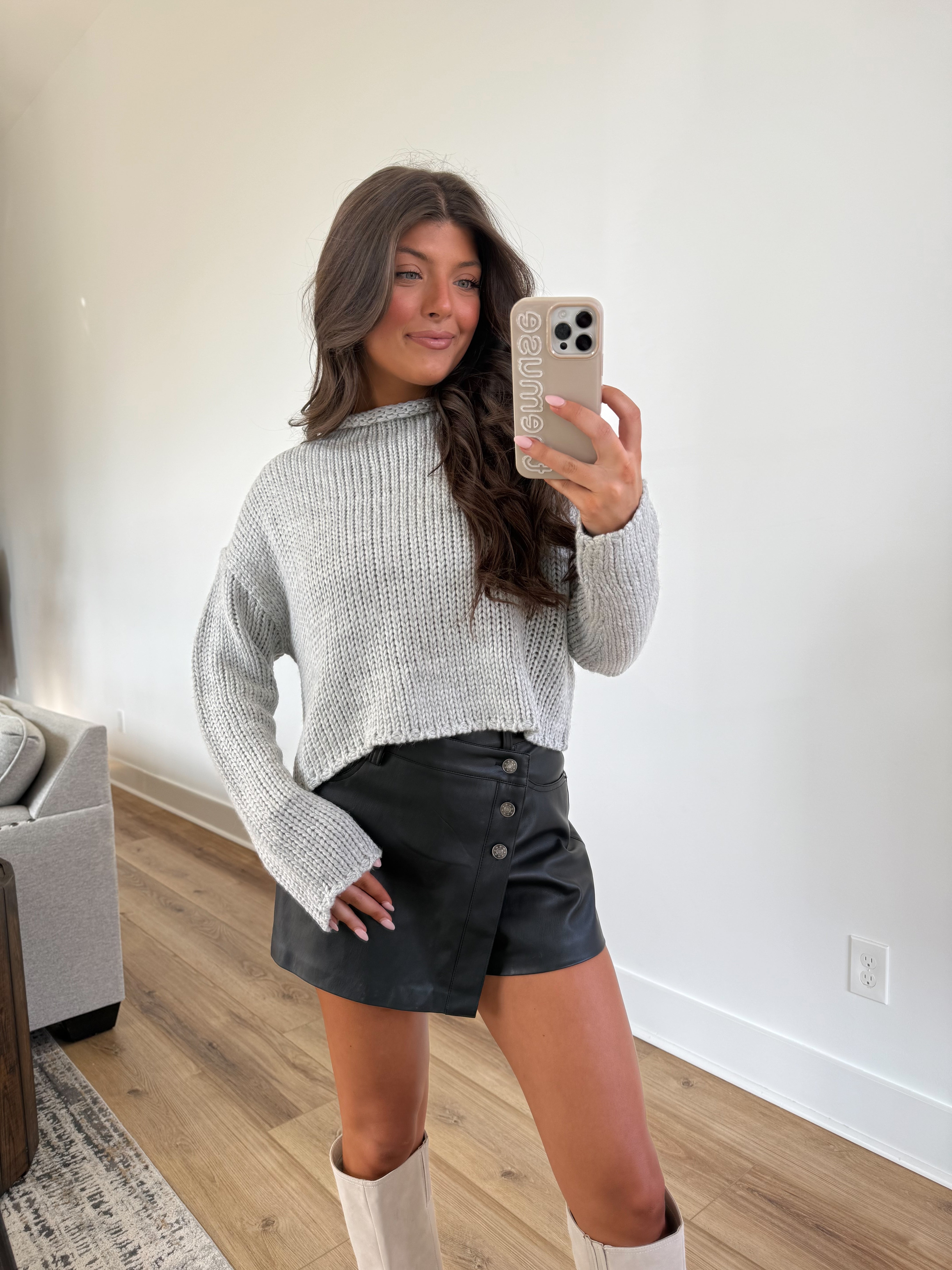 The Rolled Neck Sweater (Grey) – Shop The Muse