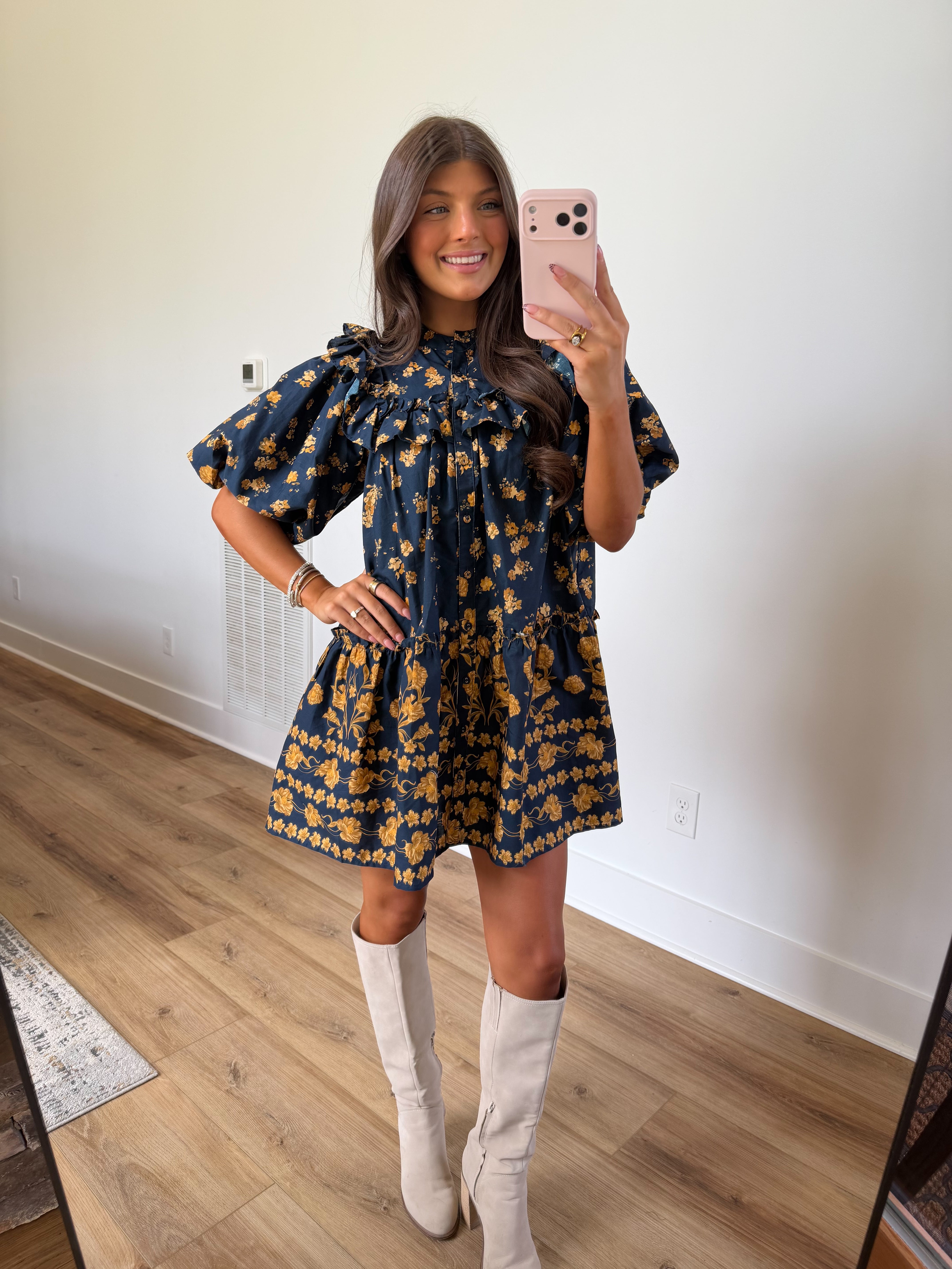 Bronzed Garden Mini Dress