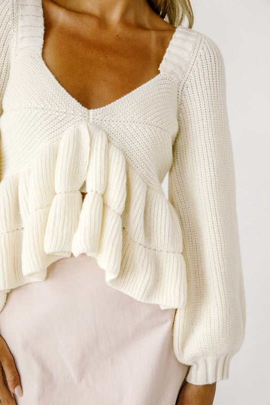 Cream Knit Babydoll Top (PRE-ORDER/Restock)