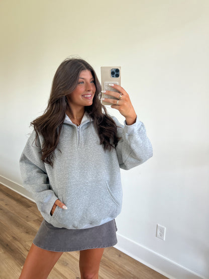 Grey Cozy Fleece Half Zip