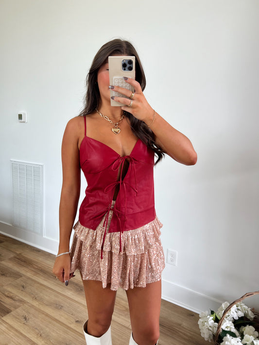 Red Self Tie Cami