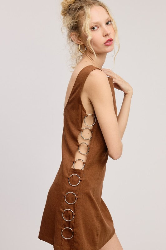 Brown Mini Dress W/ Silver Rings