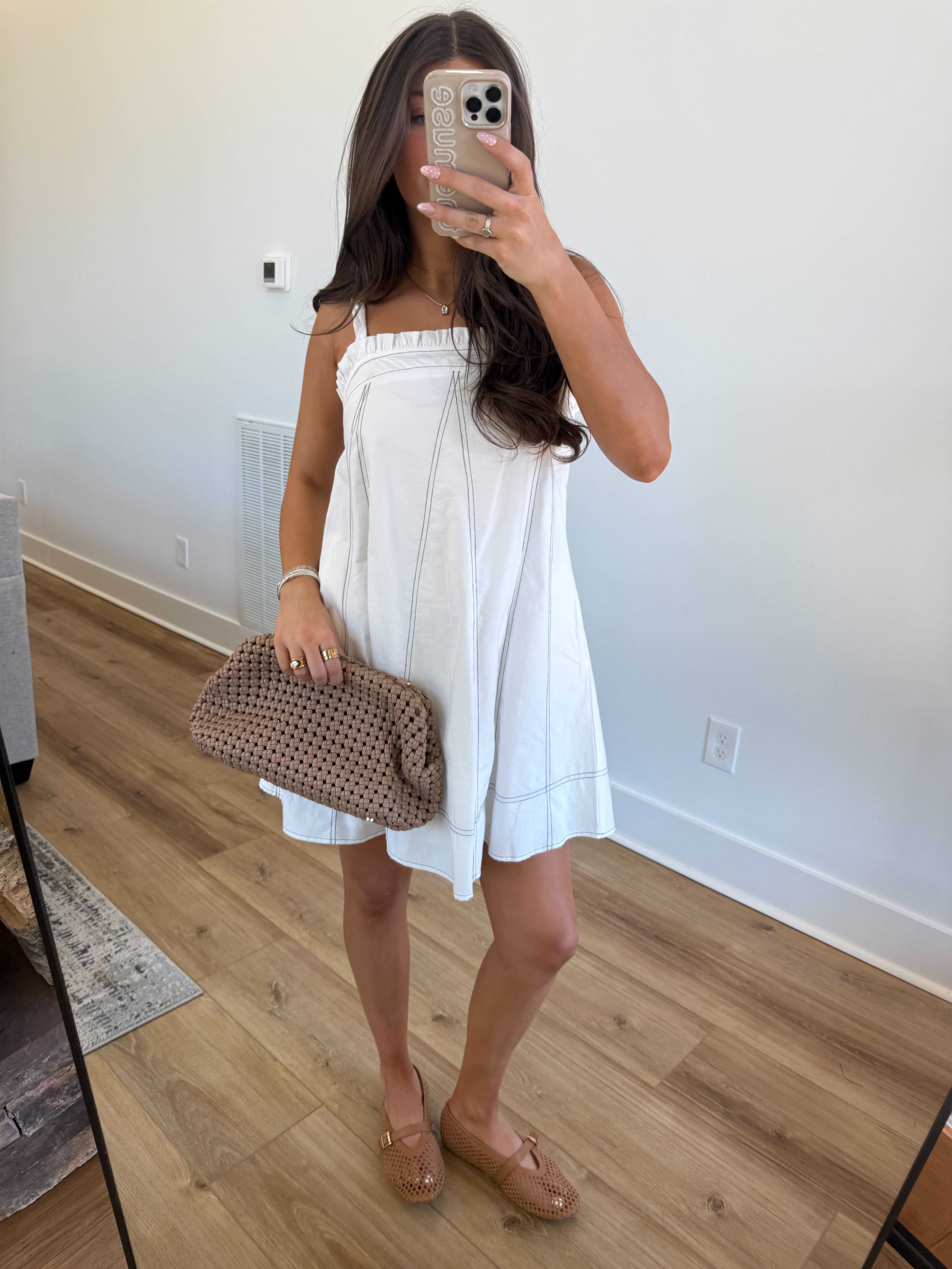 White Stitch Swing Dress