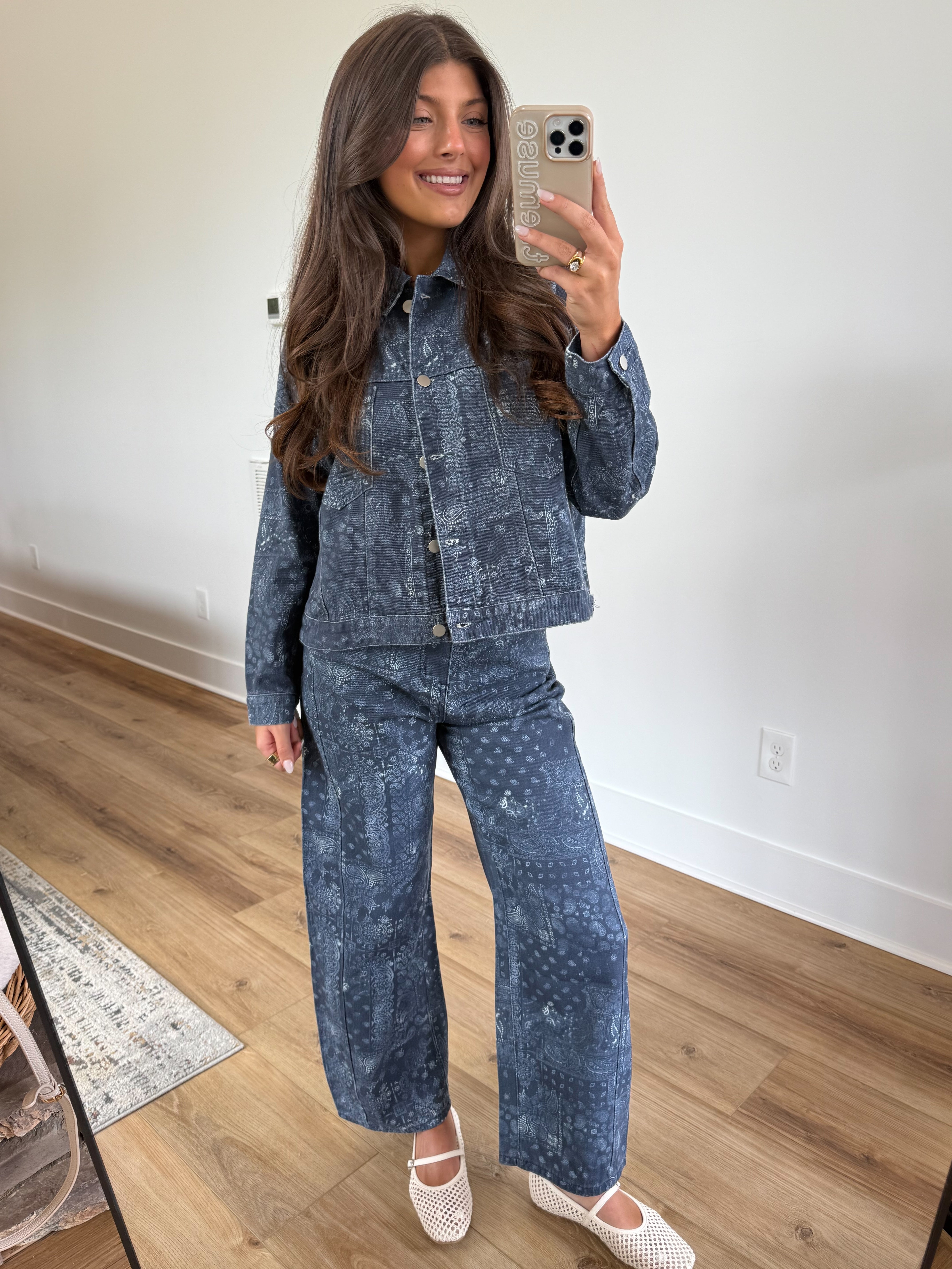 Paisley Denim Jeans (Blue)