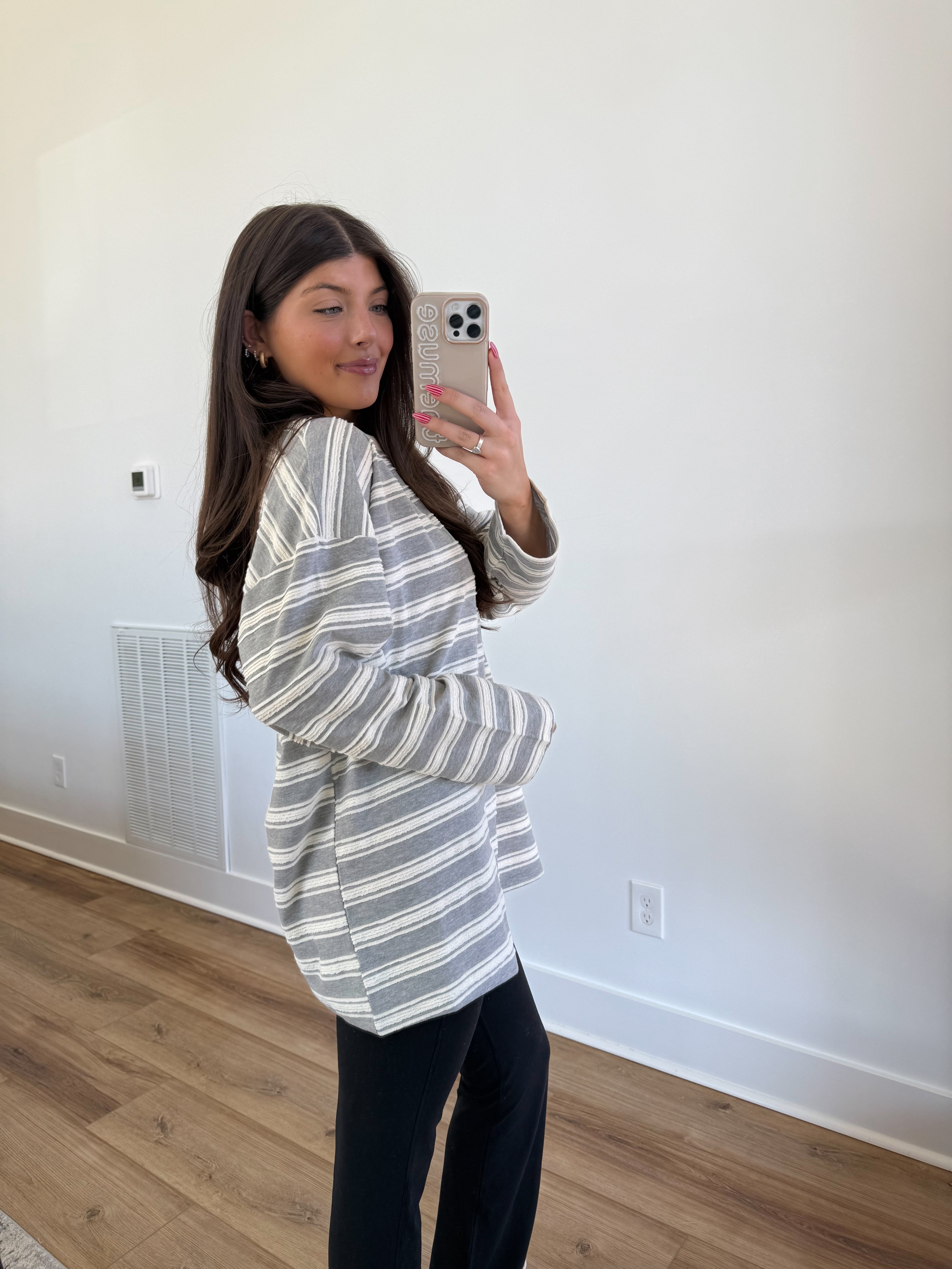 Frosted Stripe Top (Grey)