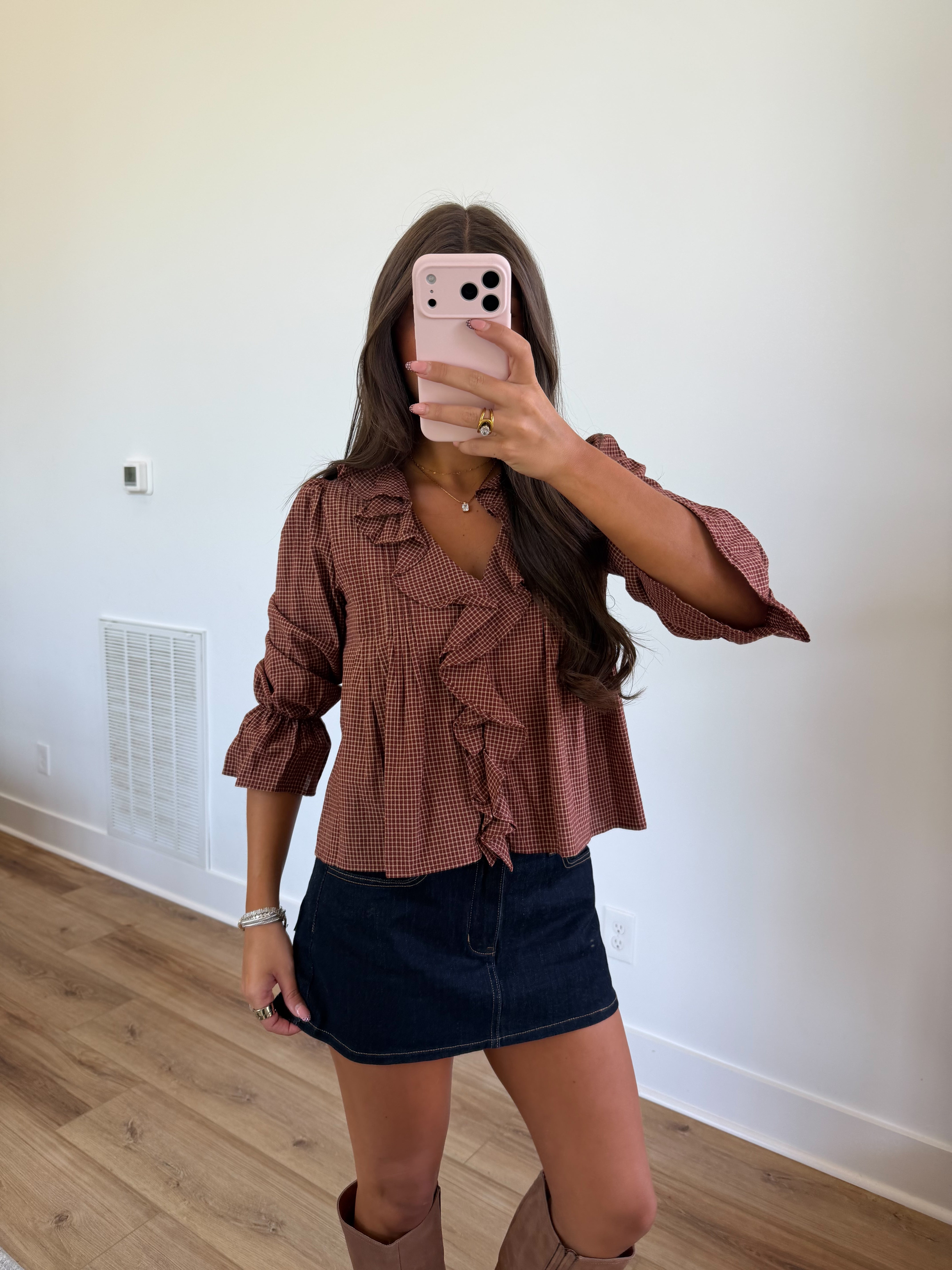 Sydney Gingham Ruffle Top
