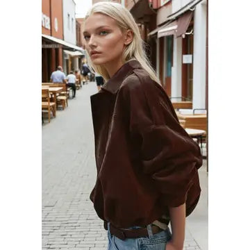 Suede Bomber Jacket (Brown)