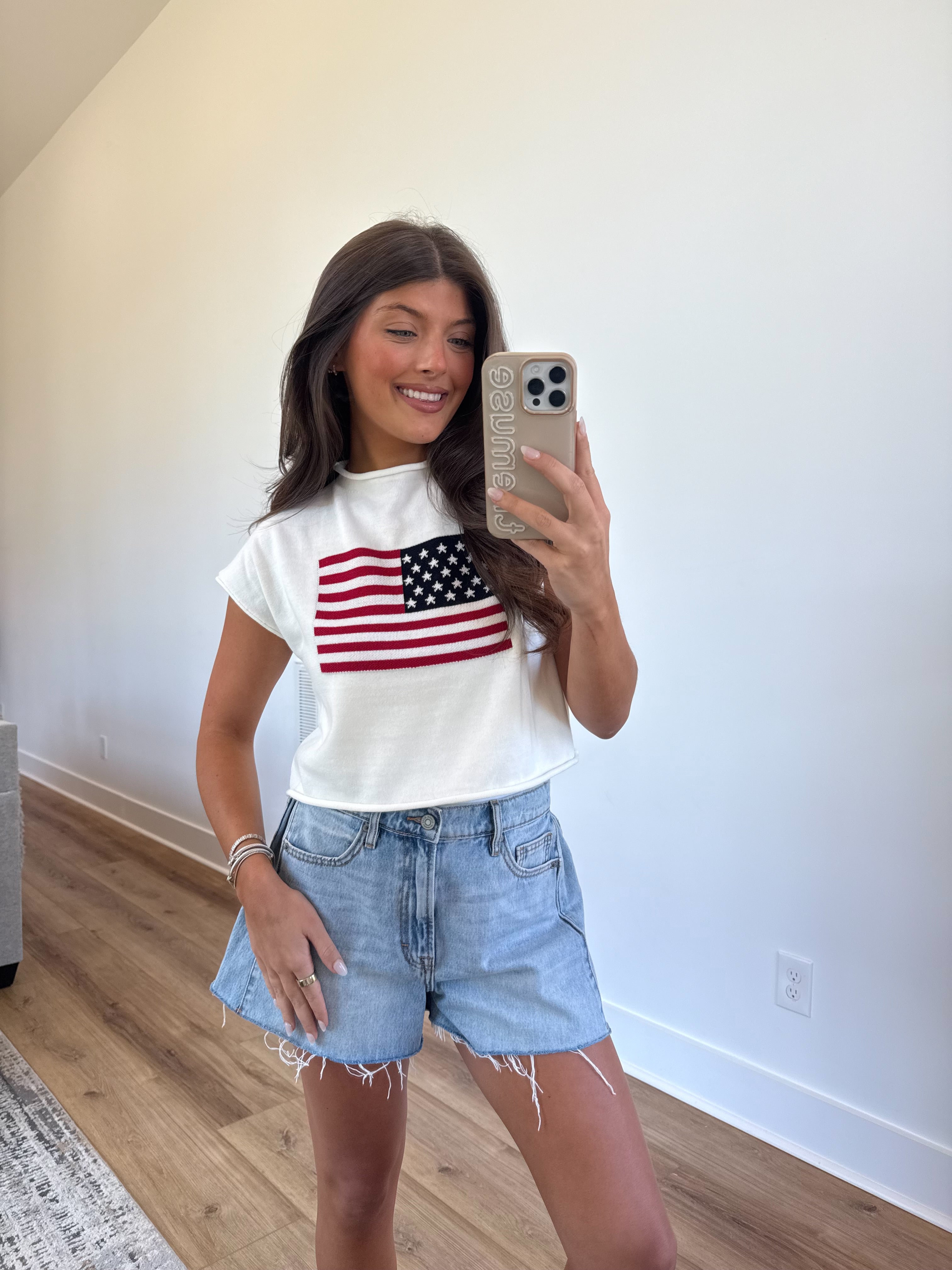 American Flag Cap Sleeve Top