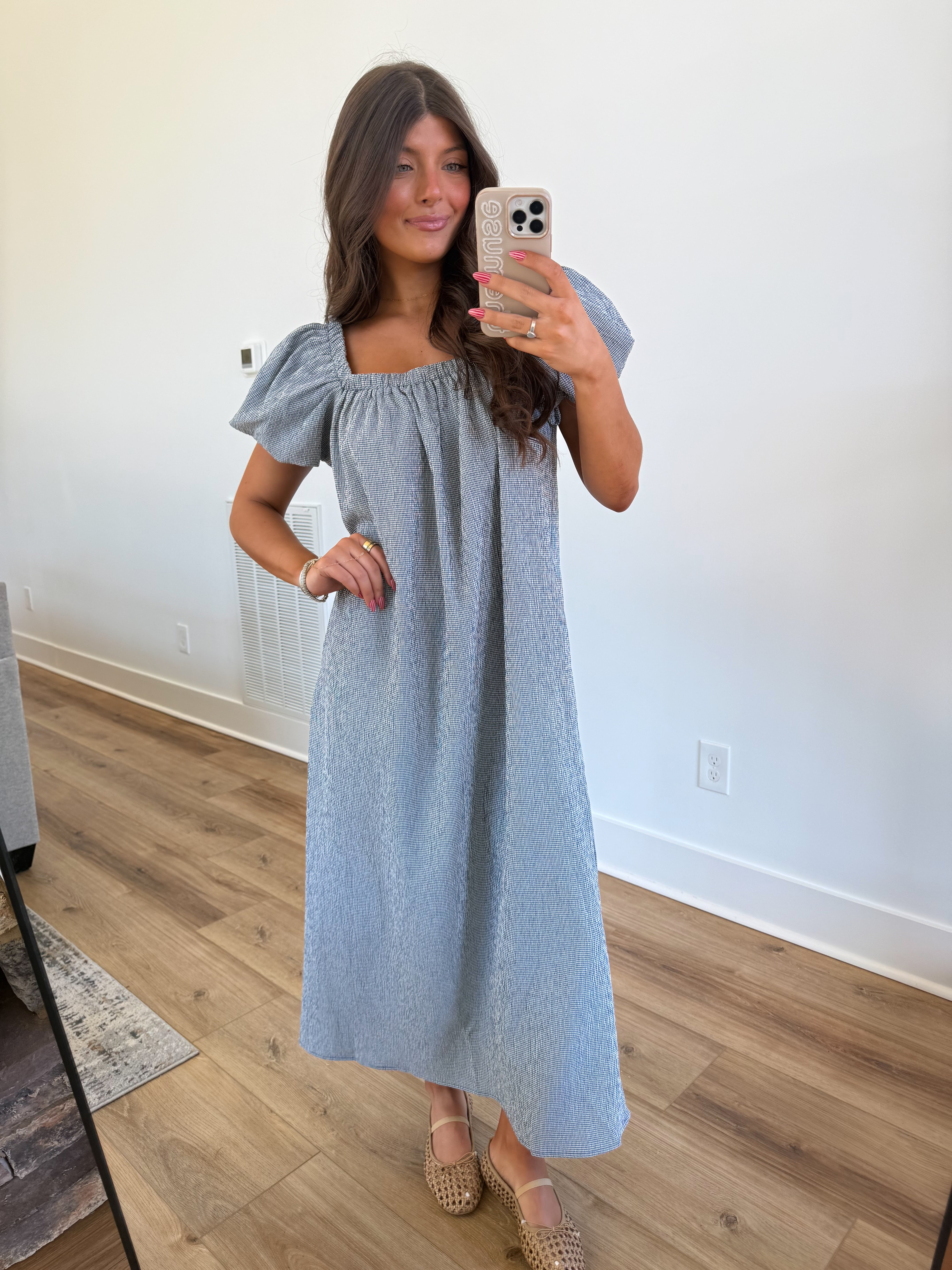 The Milly Dress (Navy Gingham)