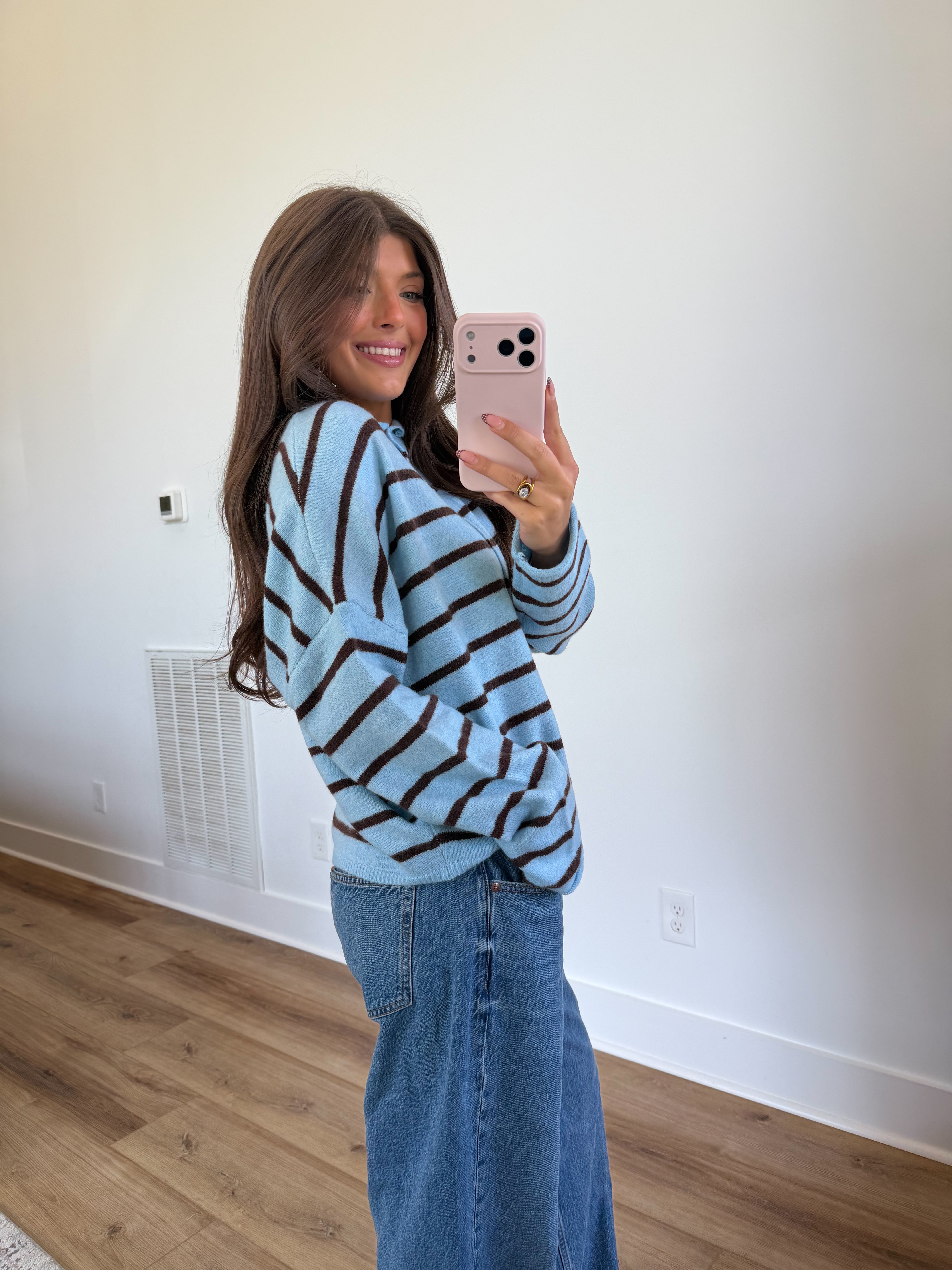 Best Dress Cardigan (Blue/Brown Stripes)