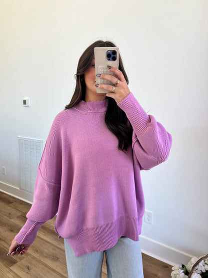 Mauve Essential Oversized Cozy Knit Sweater