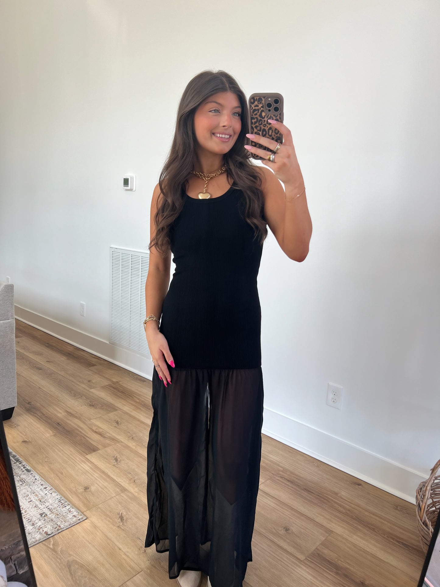 Sheer Skirt Mini Dress
