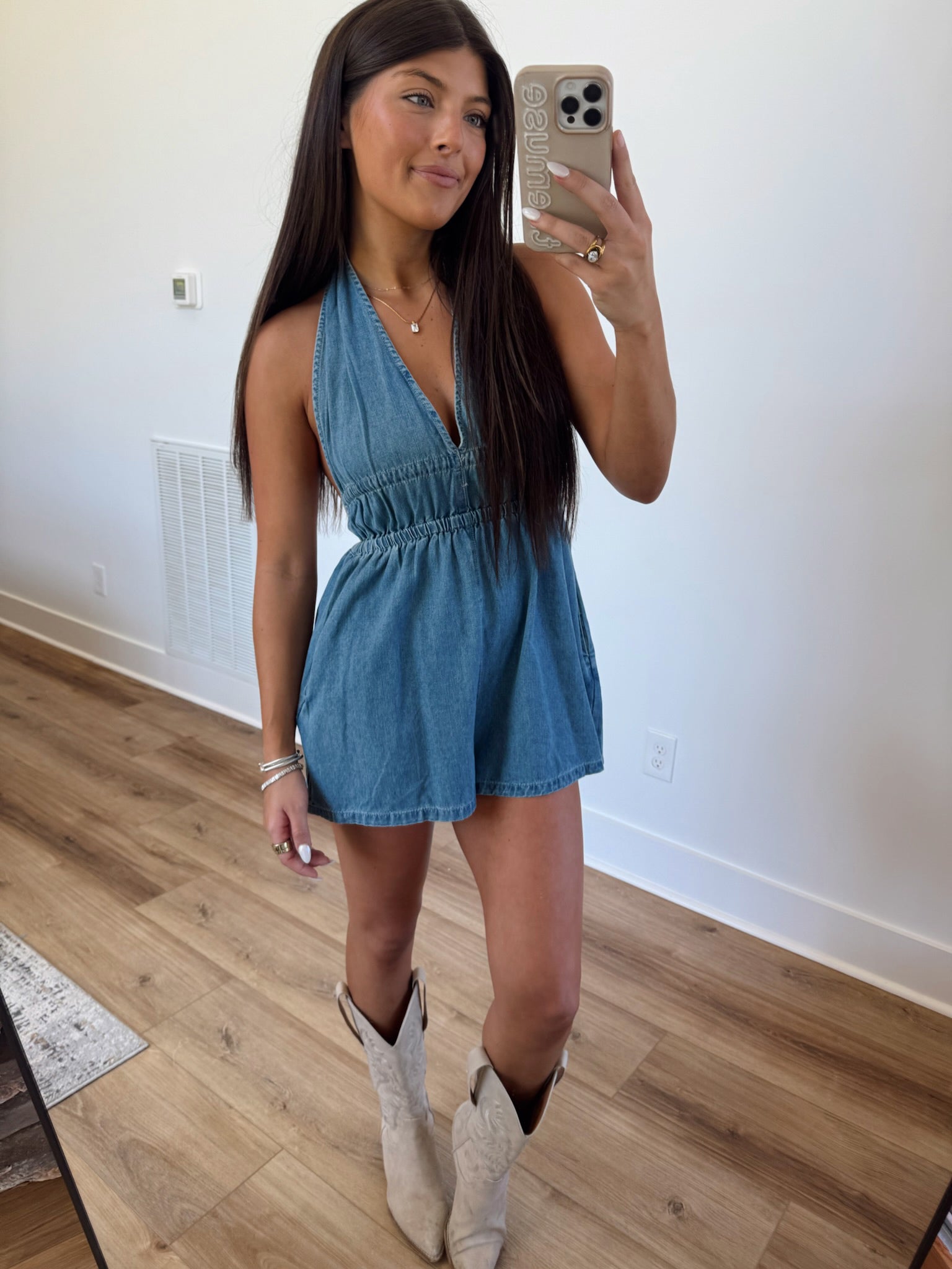 Denim Halter Romper