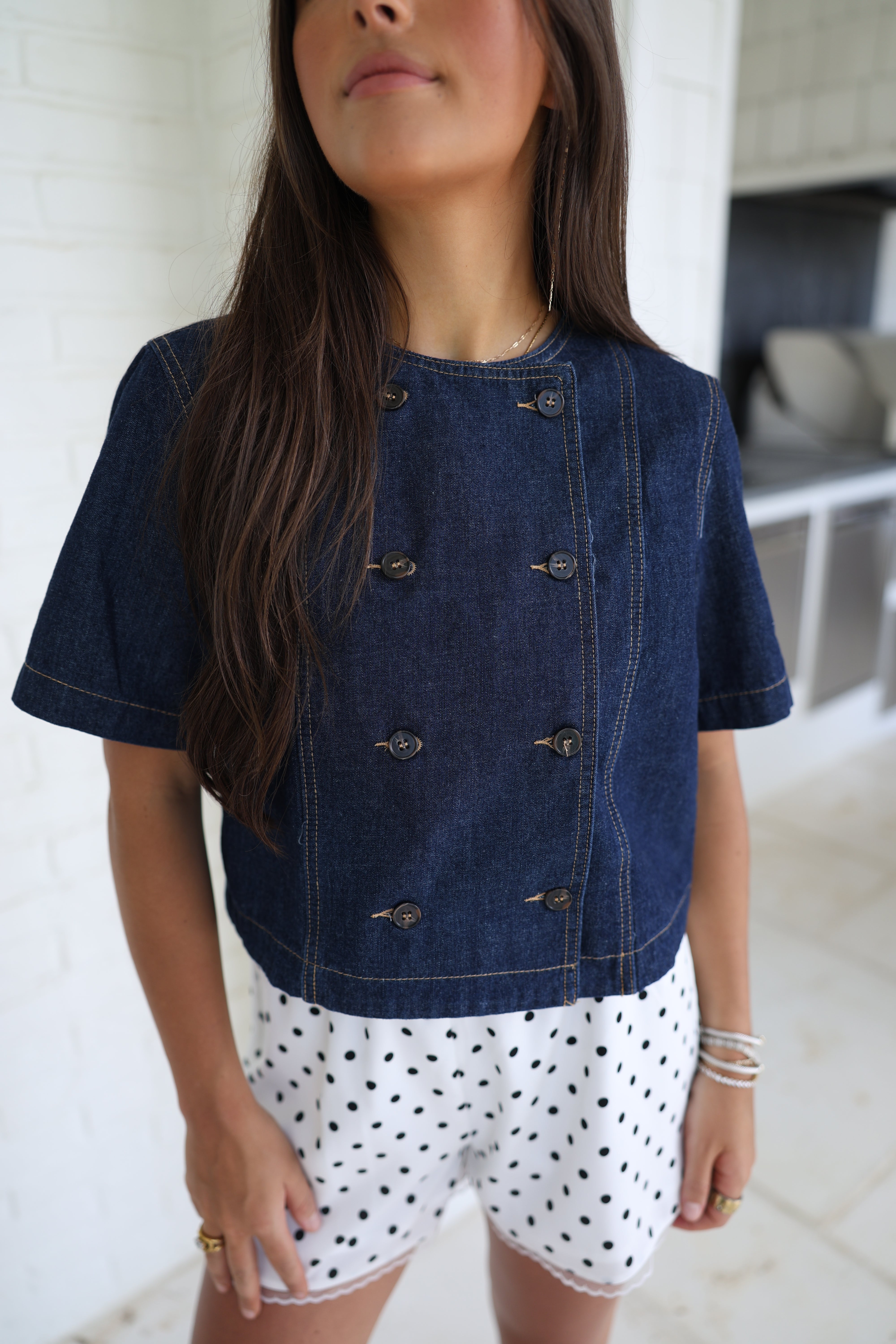 Denim Button Blouse