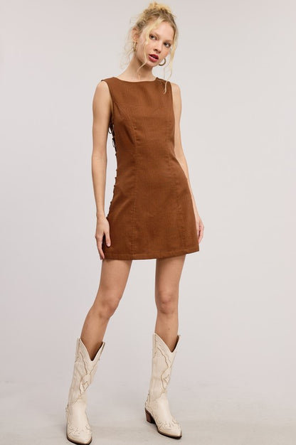 Brown Mini Dress W/ Silver Rings