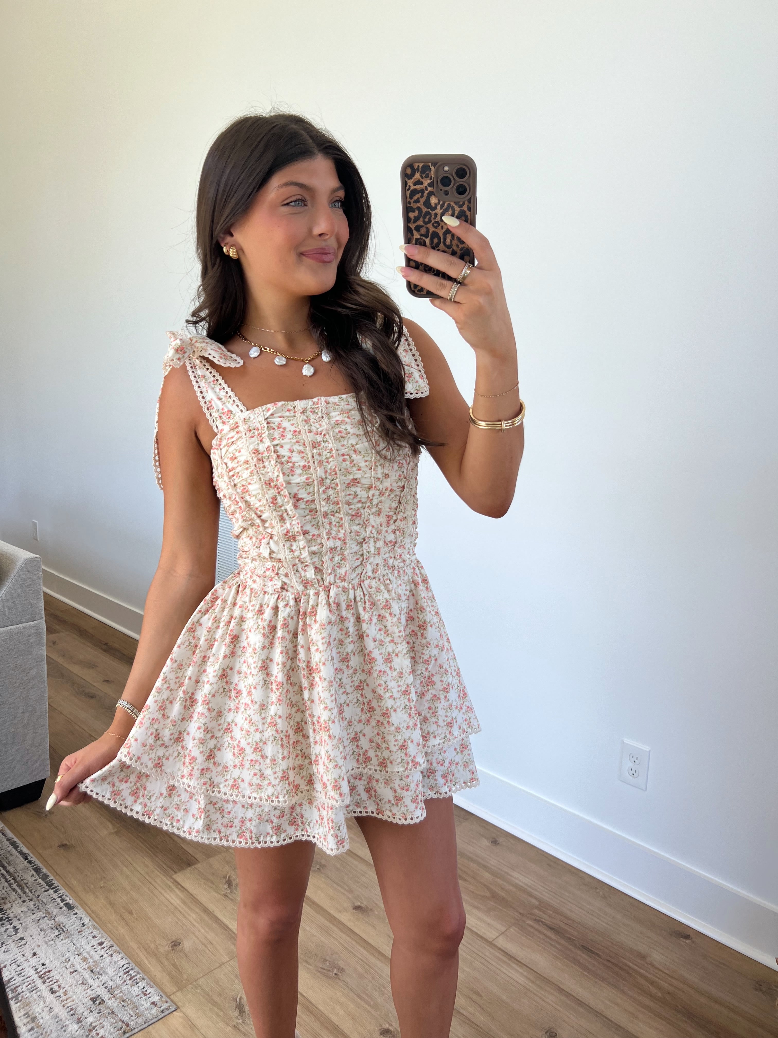Vintage Core Mini Dress (Cream)