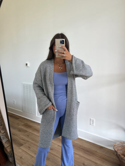 Grey Rolled Edge Cardigan