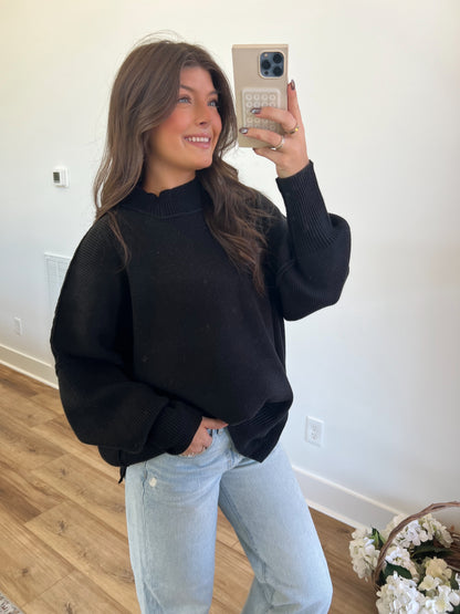 Black Essential Oversized Cozy Knit Sweater