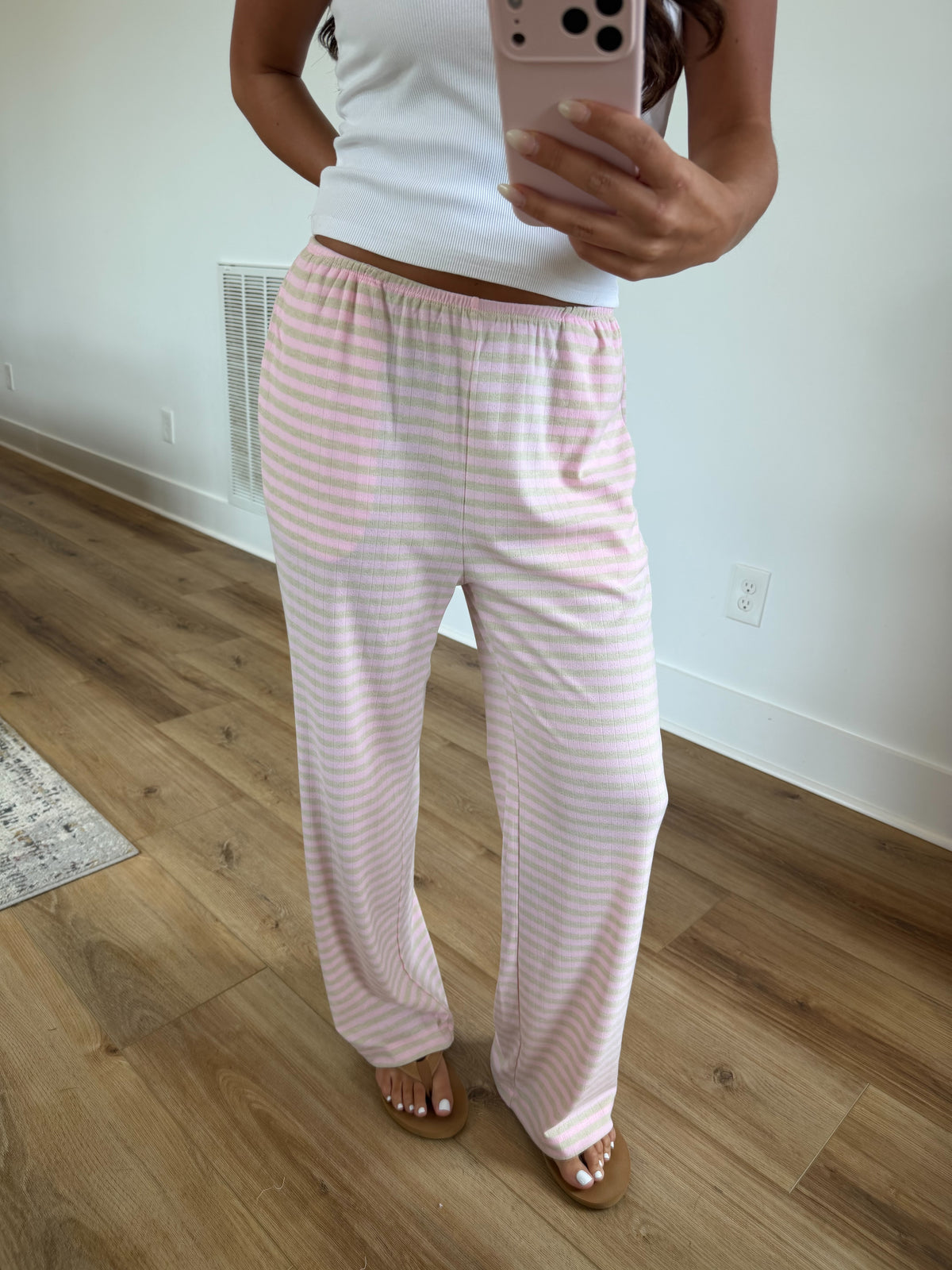 Pointelle Stripe Pants (Pink)
