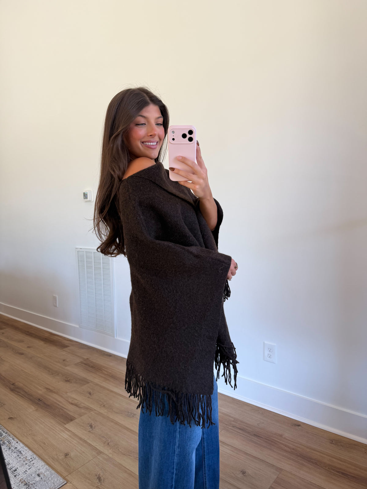 Reece Fringe Poncho (Coffee)