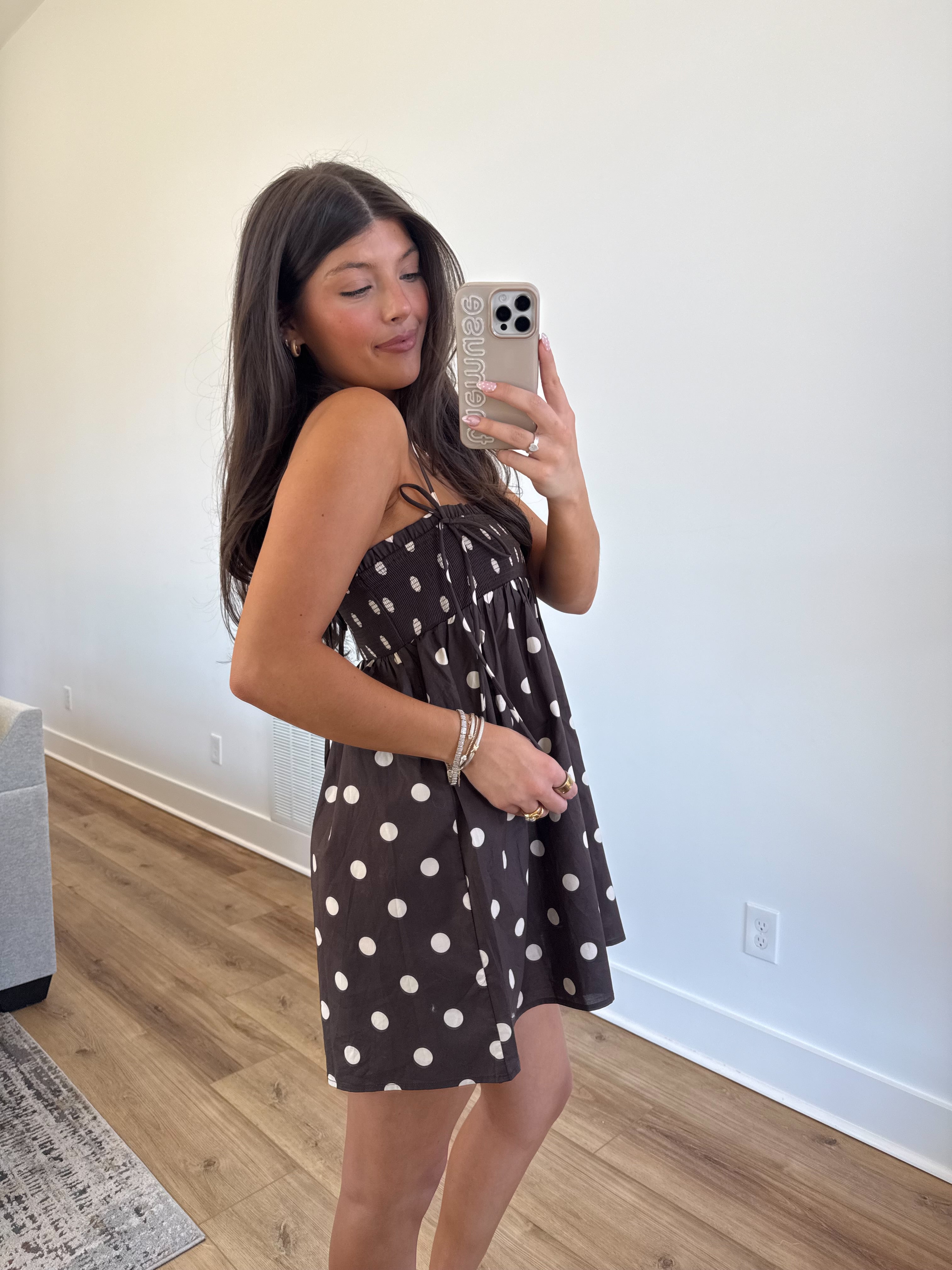 The Selene Dress (Brown/White)