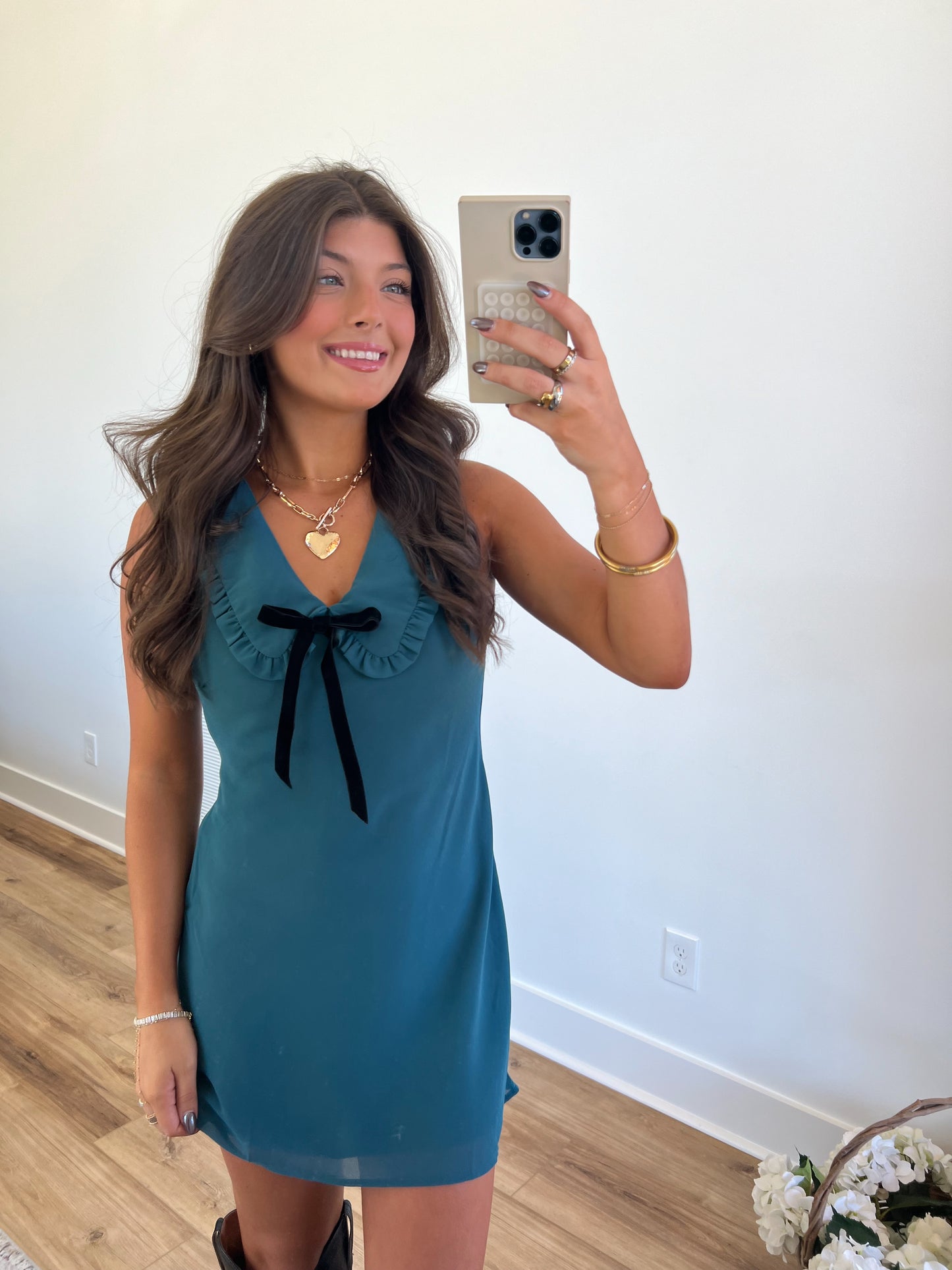 Sunday Turquoise Collared Mini Dress