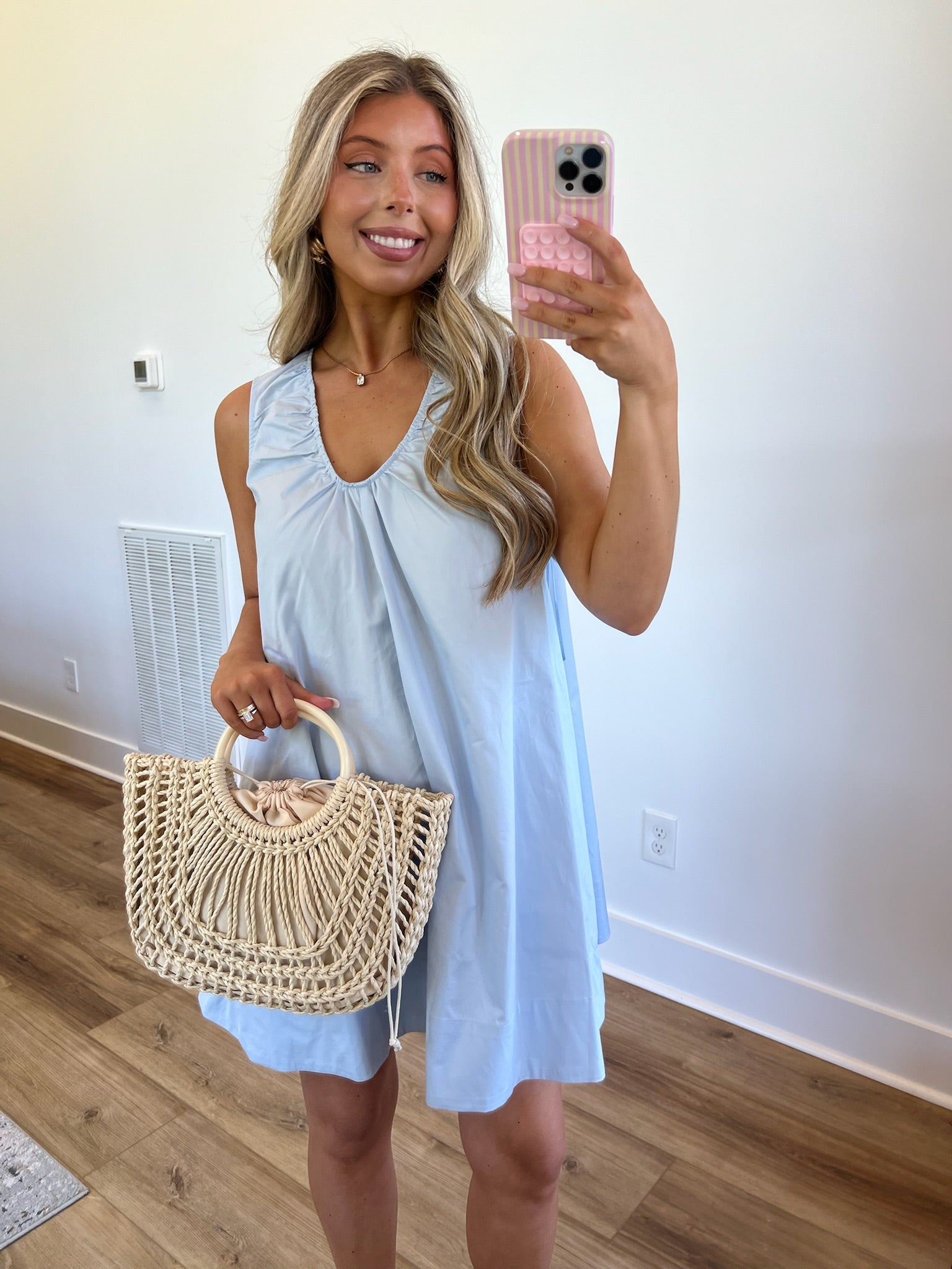 Blue Scoop Neck Mini