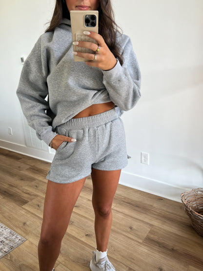 Grey Fleece Shorts Set