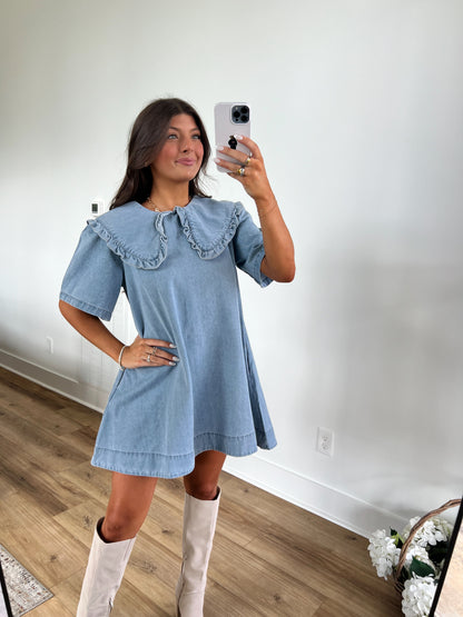 Denim Peter Pan Mini Dress