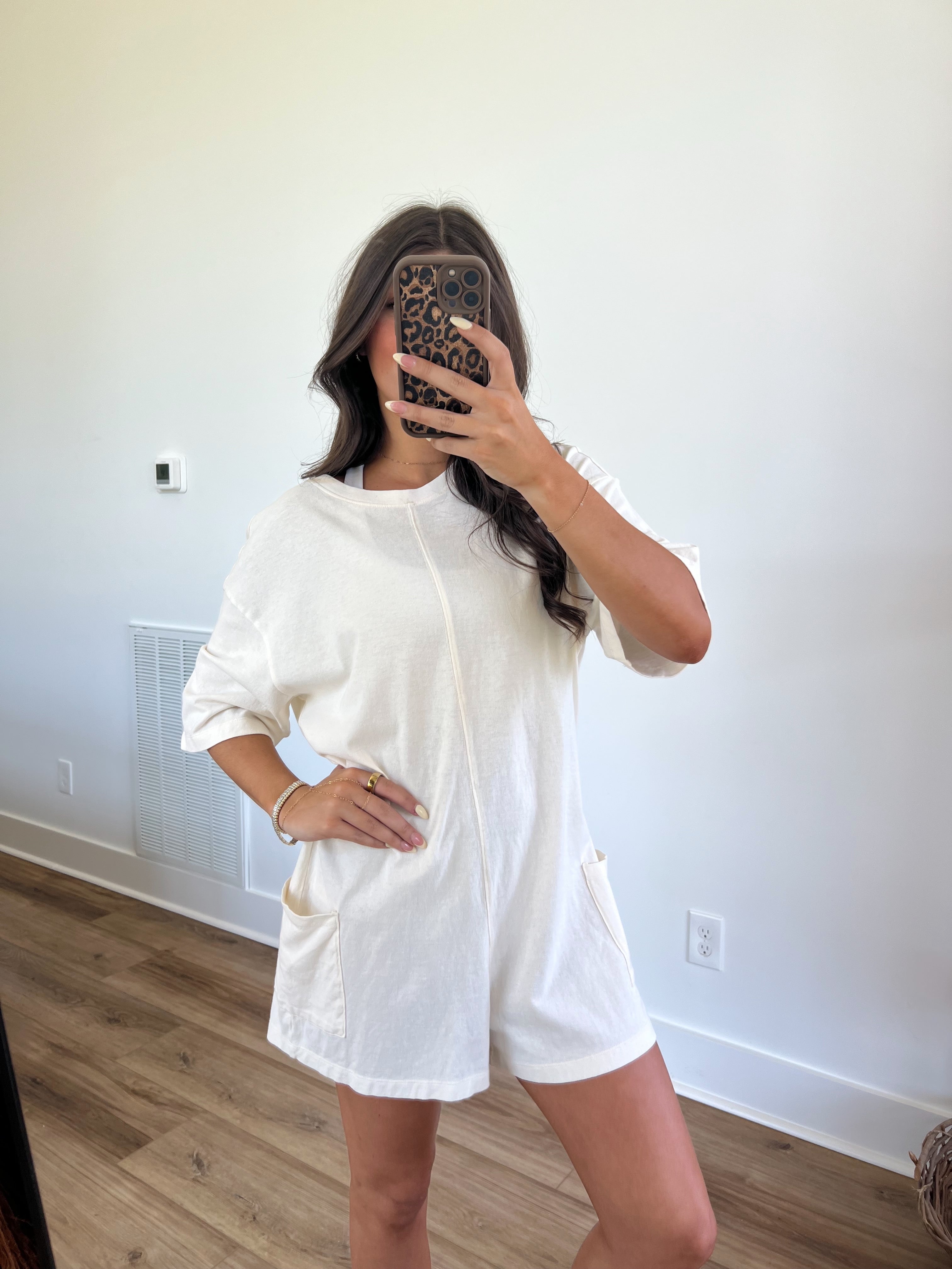 Oversized Tee Romper (Ivory)