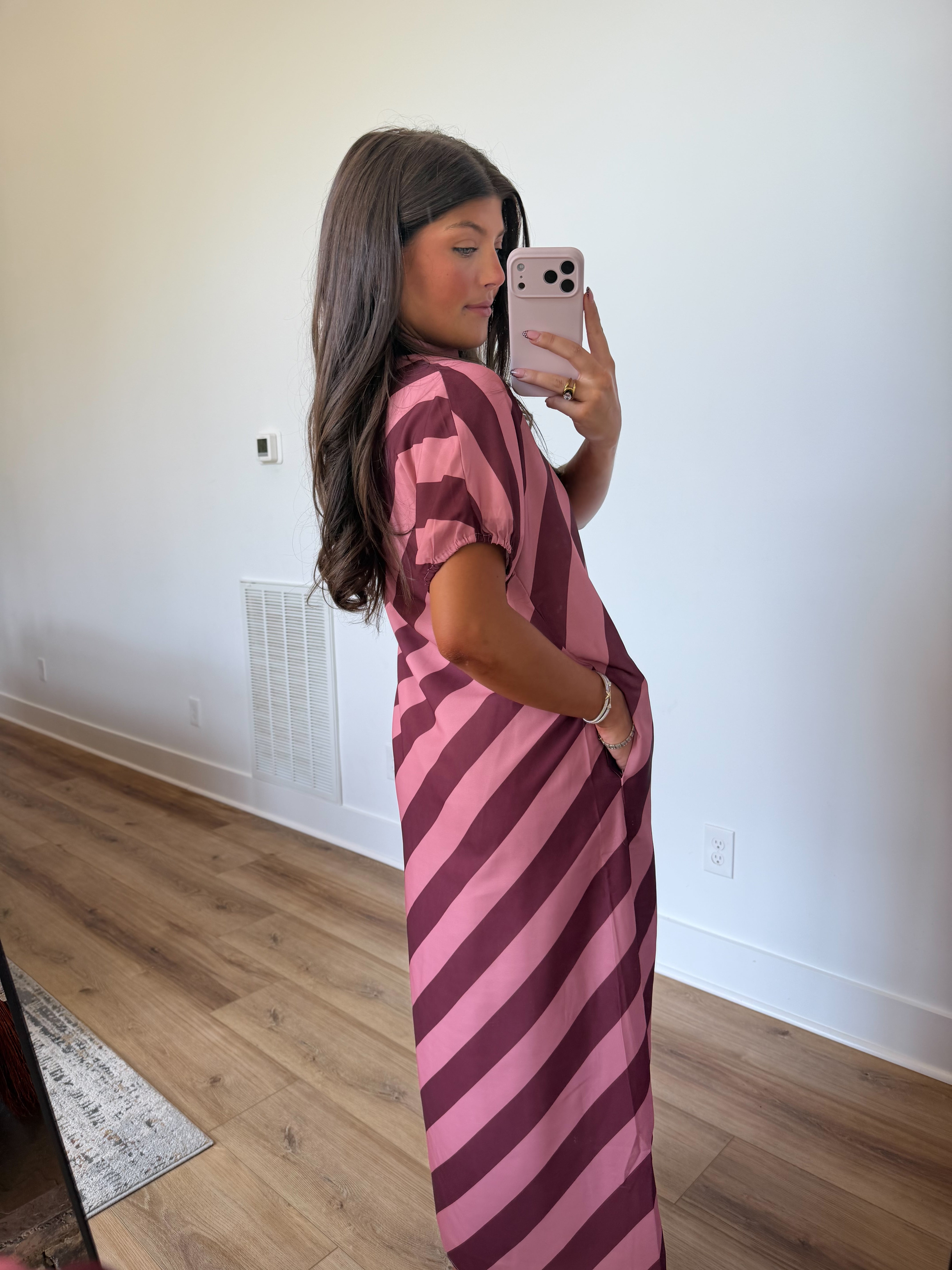 Pippa Stripe Maxi (Pink/Burgundy)