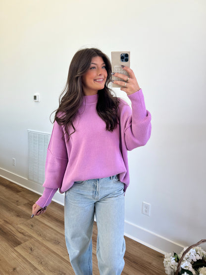 Mauve Essential Oversized Cozy Knit Sweater