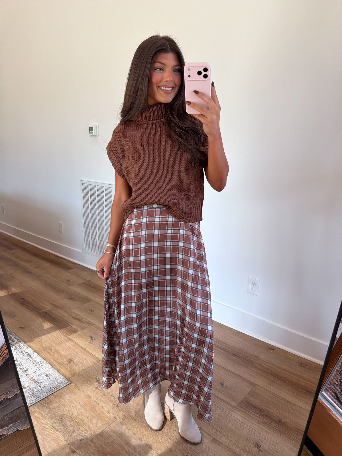 Macchiato Plaid Maxi Skirt