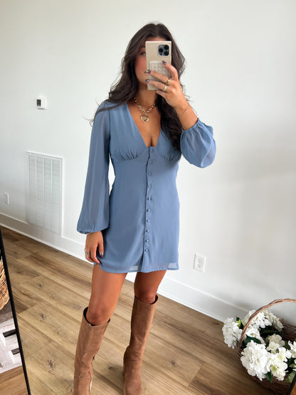 Powder Blue Button Dress