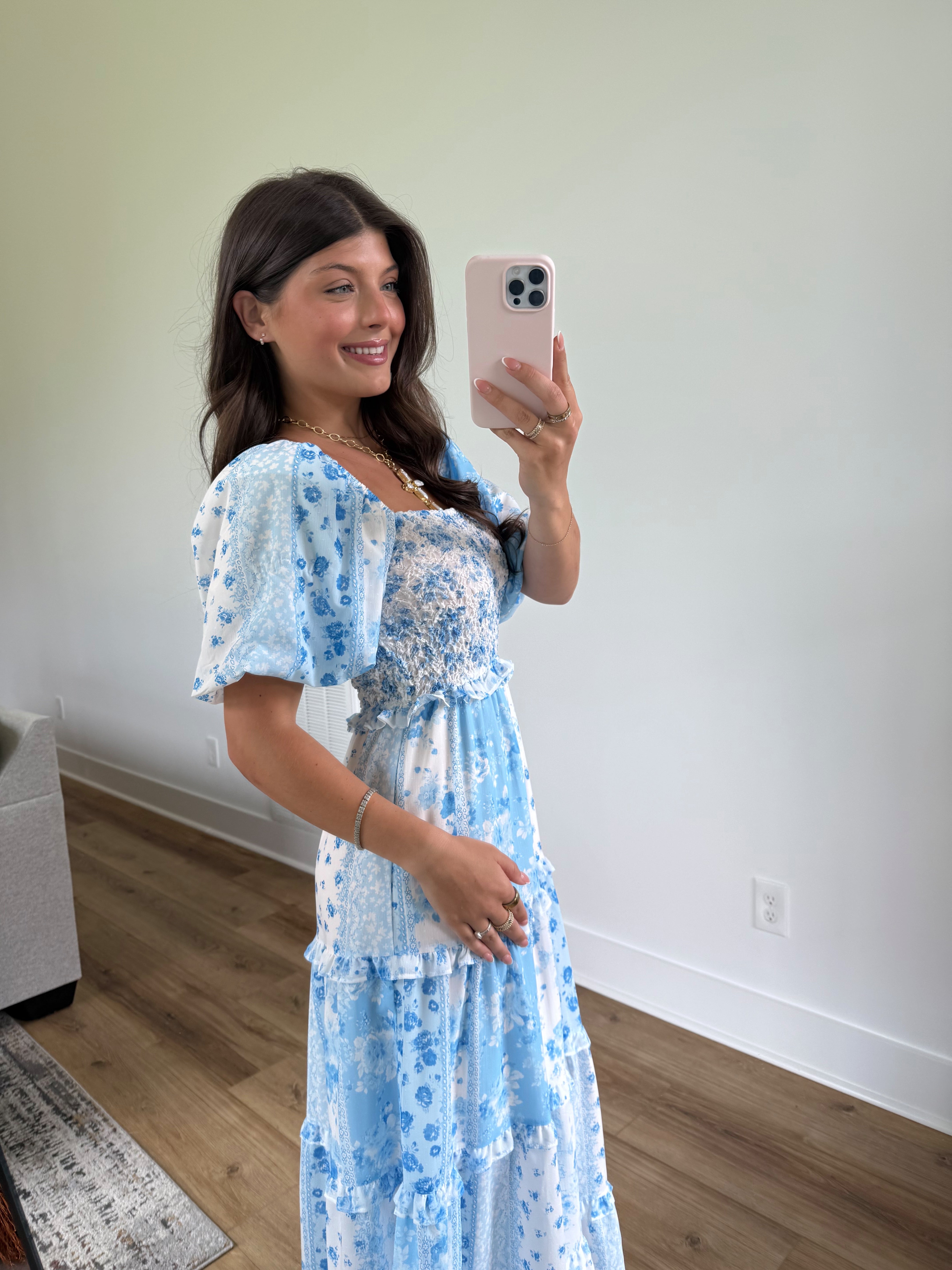 Blue Love Shack Patch Work Maxi Dress