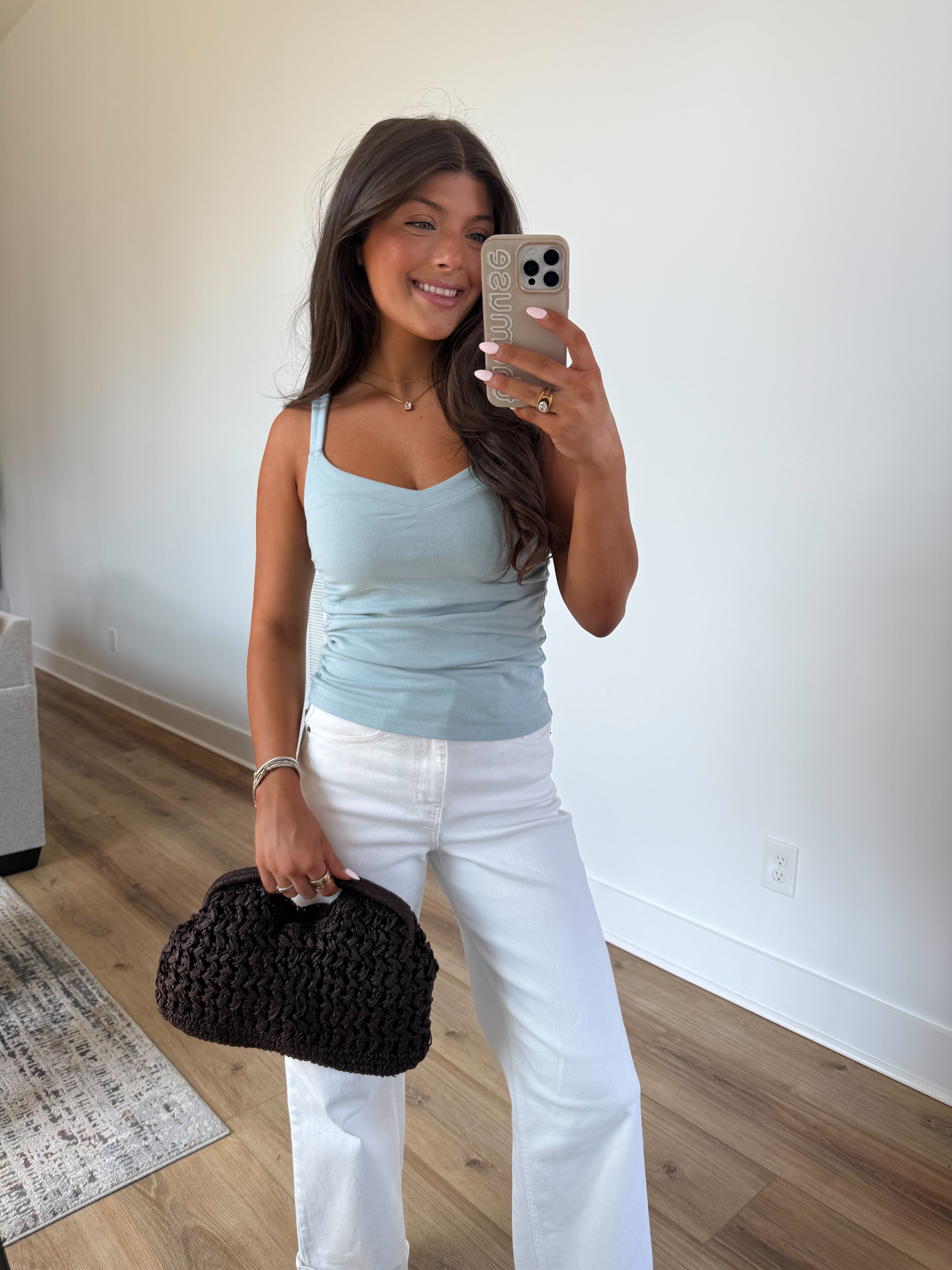 Baby Blue Square Neck Top