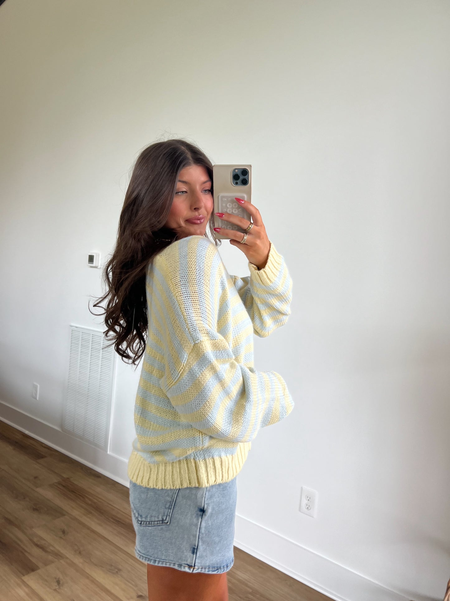 Blue/Yellow Stripe Sweater Top