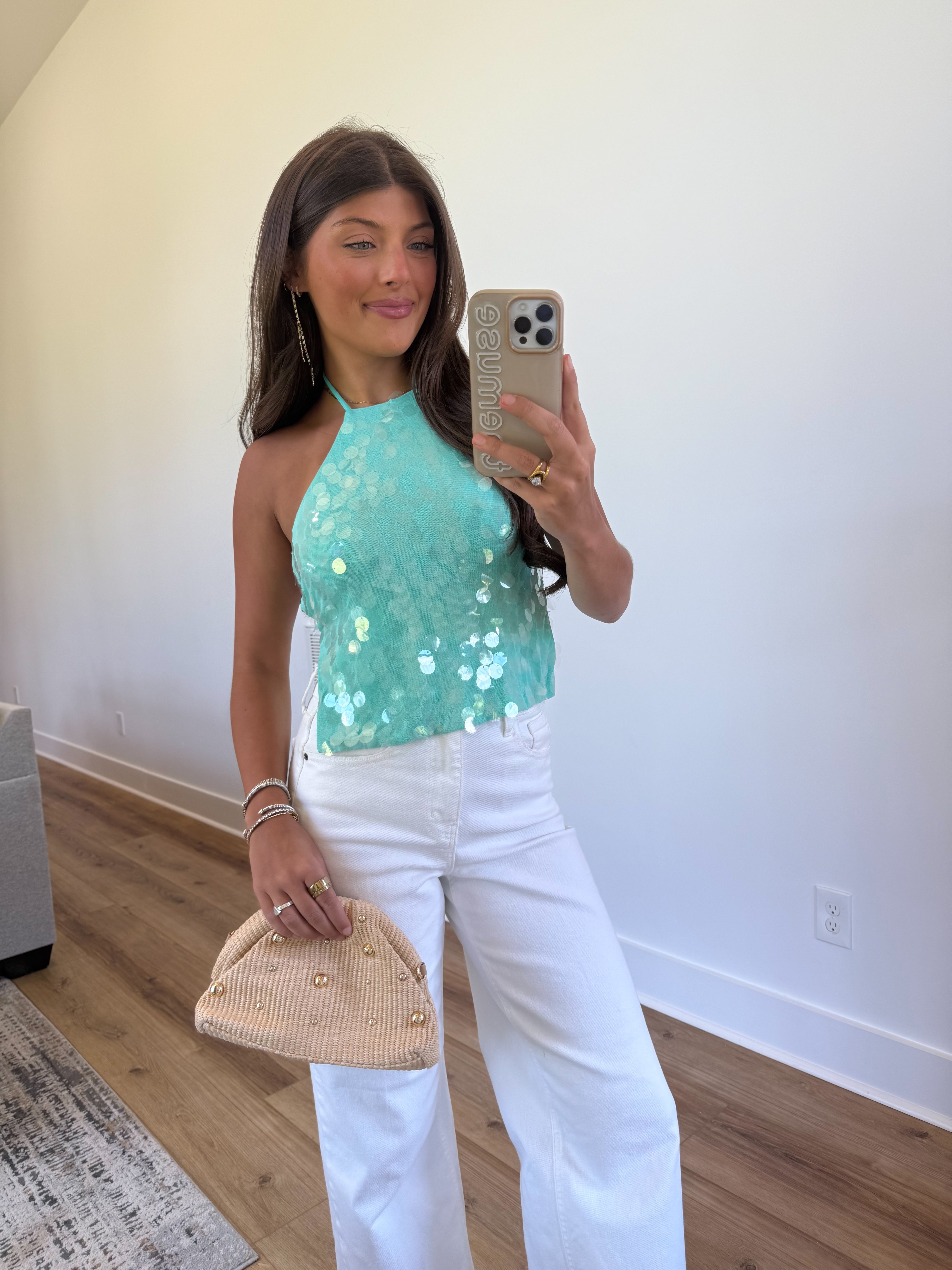 Turquoise Sequin Top