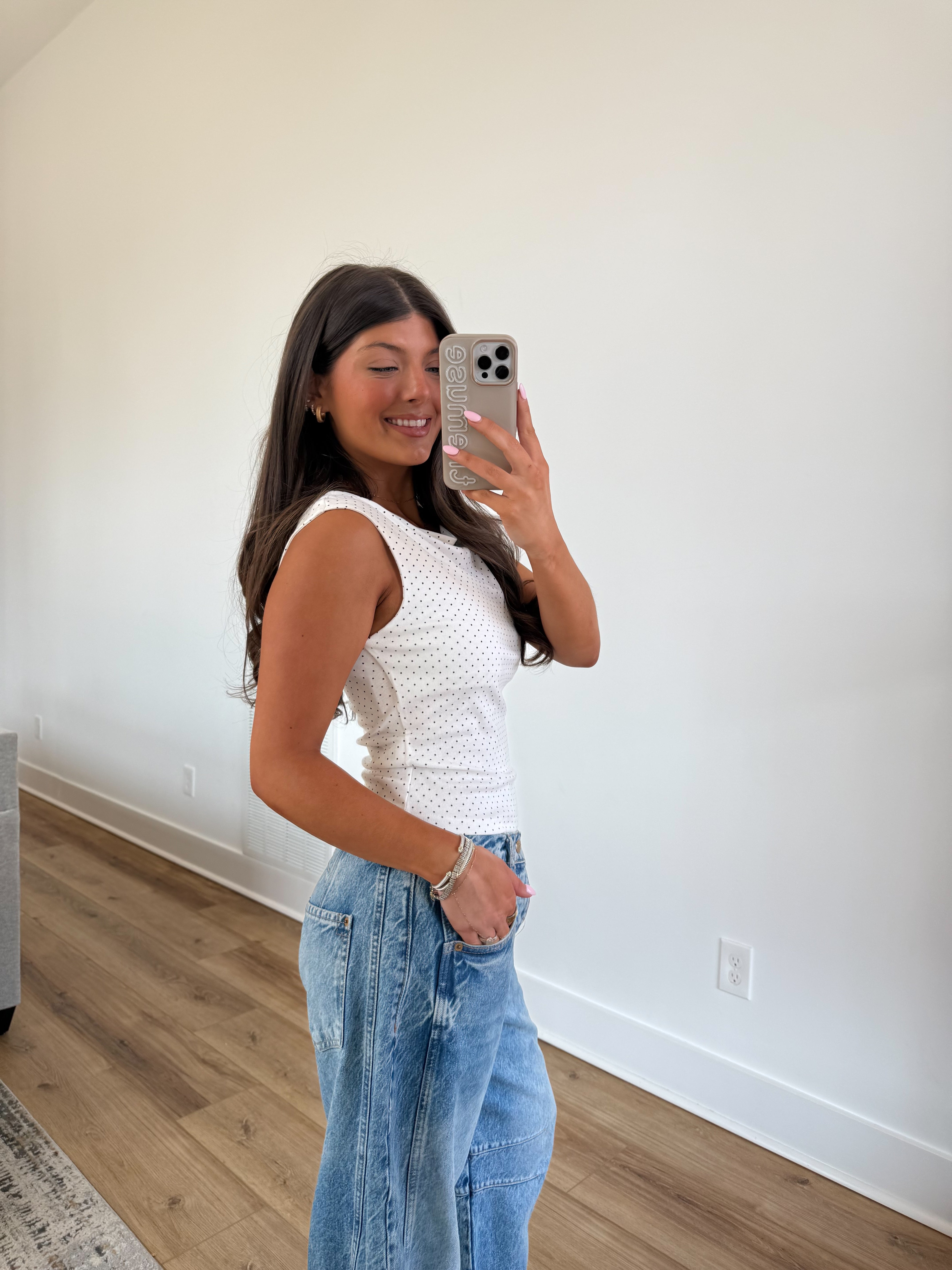 Polka Dot Boatneck Top