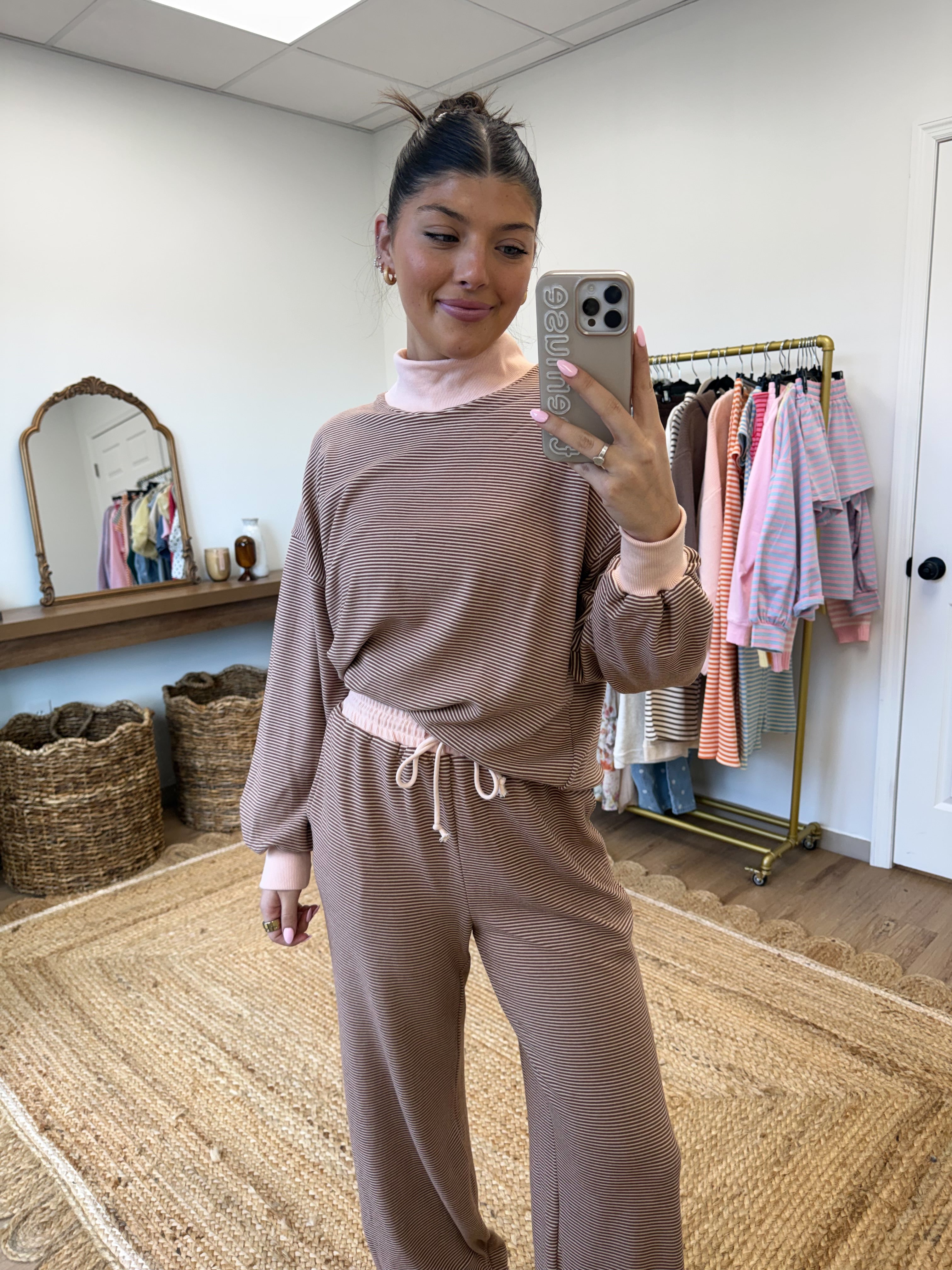 Latte Stripe Lounge Set