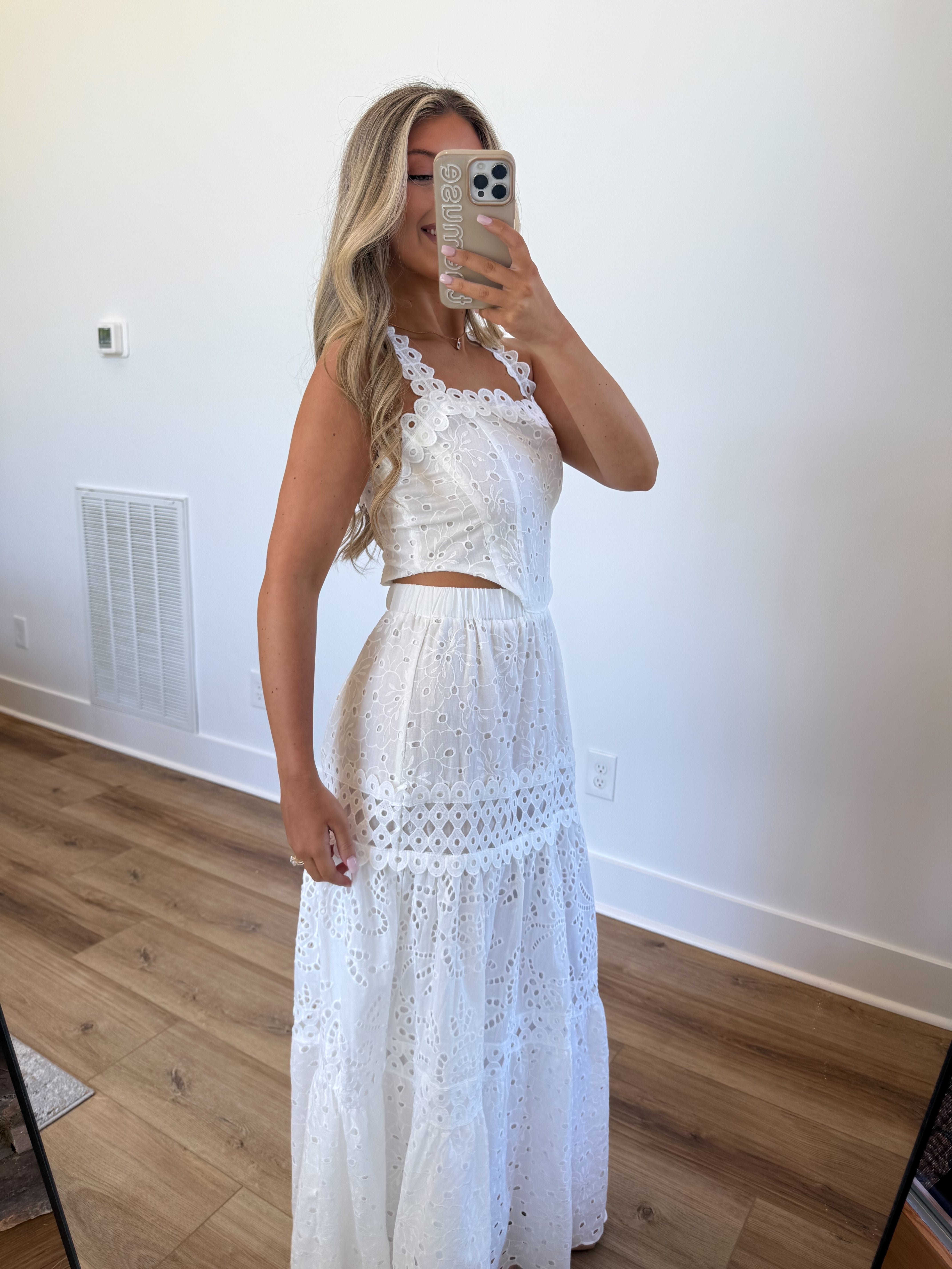 Eyelet Twirl Maxi Dress