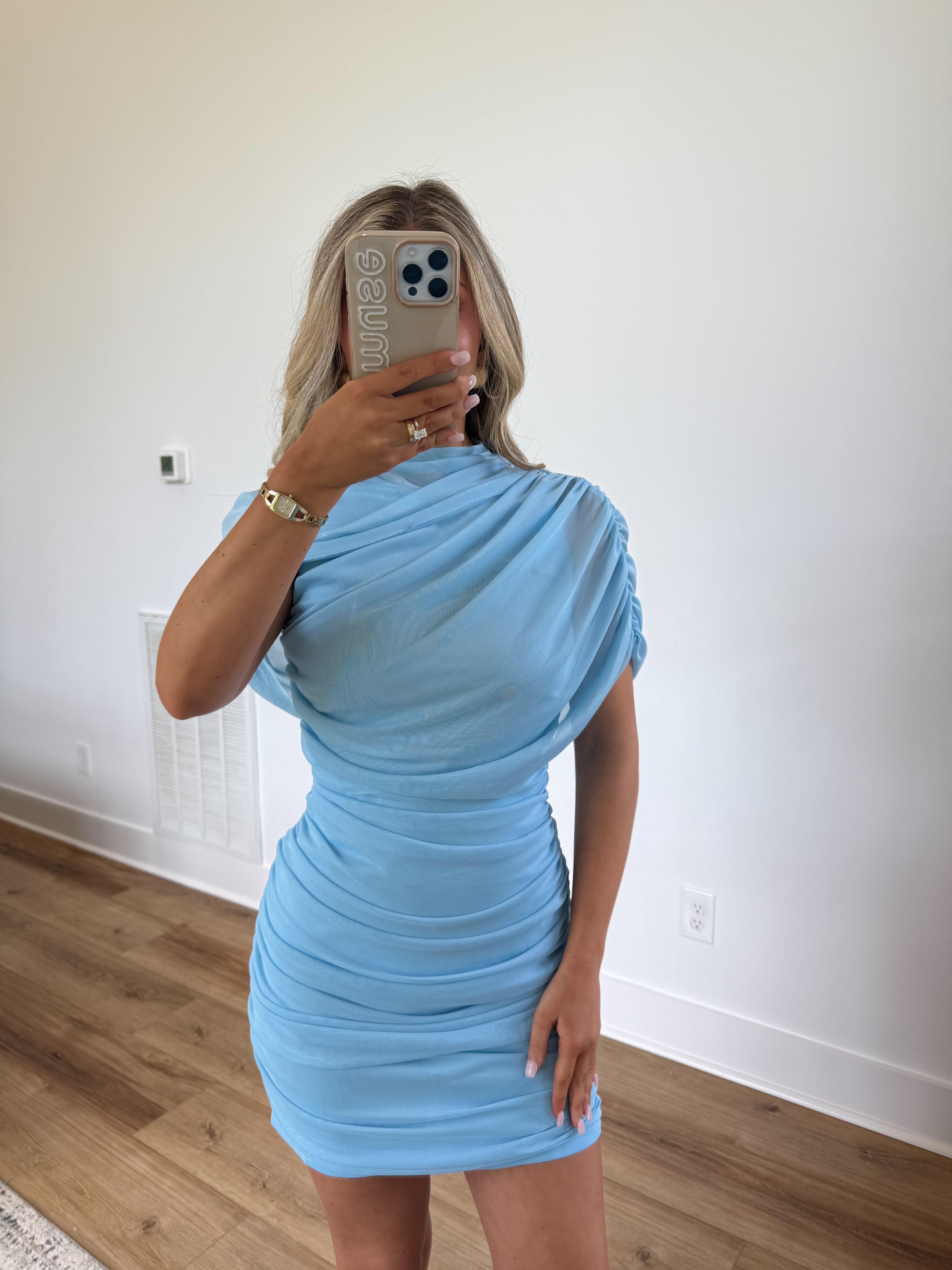 Baby Blues Ruch Mini Dress