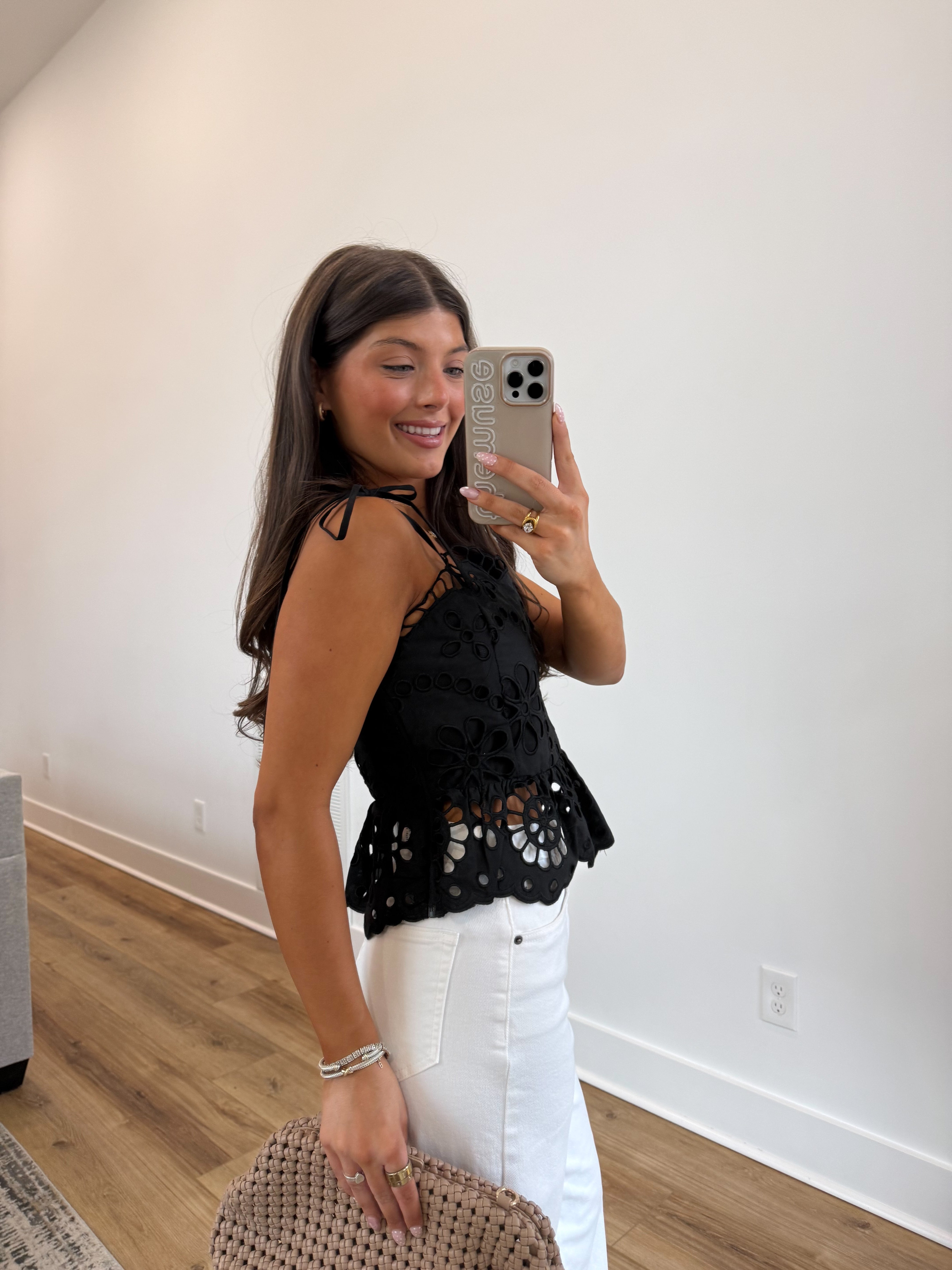 The Heirloom Eyelet Top (Black)